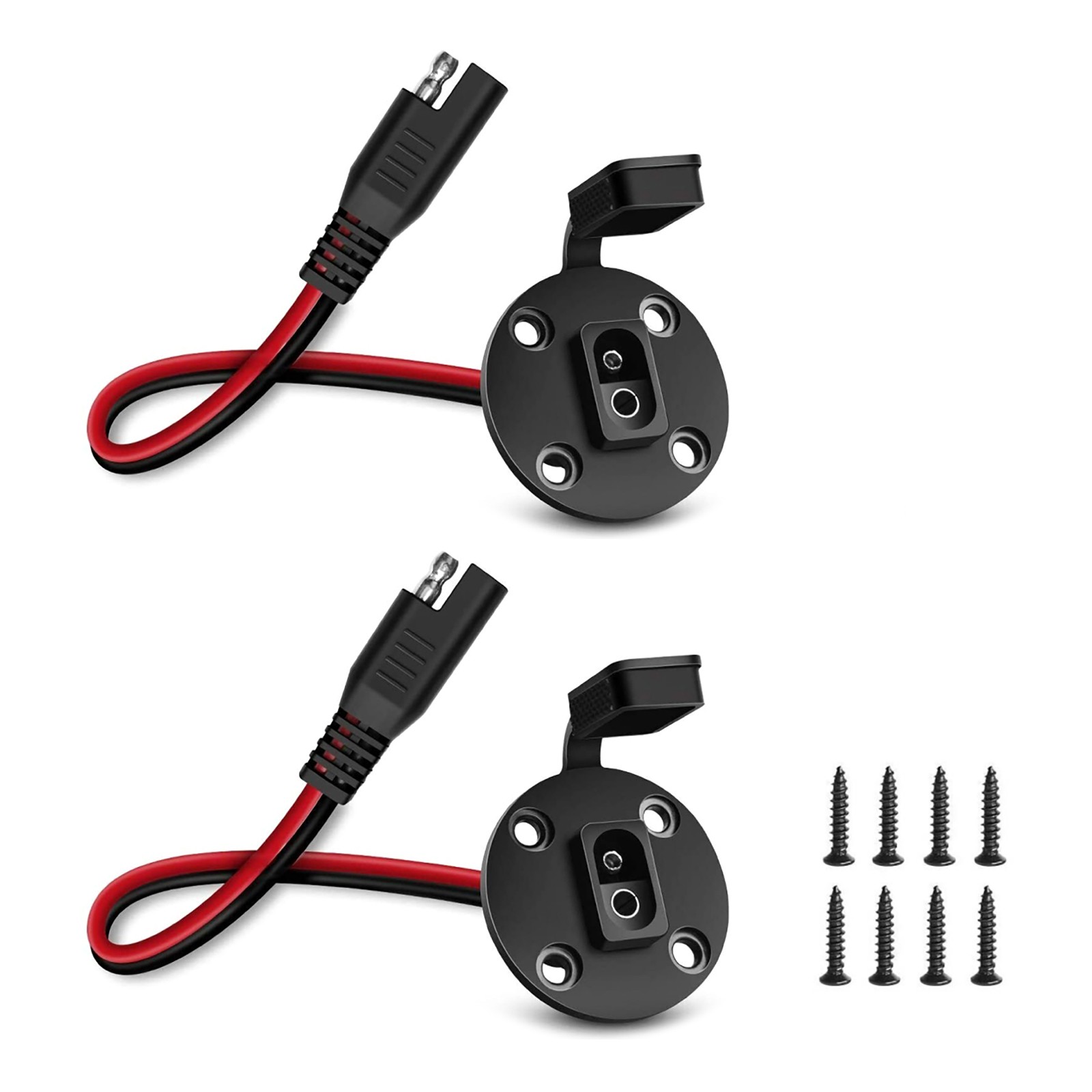 2 Pack - SAE Power Socket Sidewall Port, Weatherproof SAE Quick Connect Solar