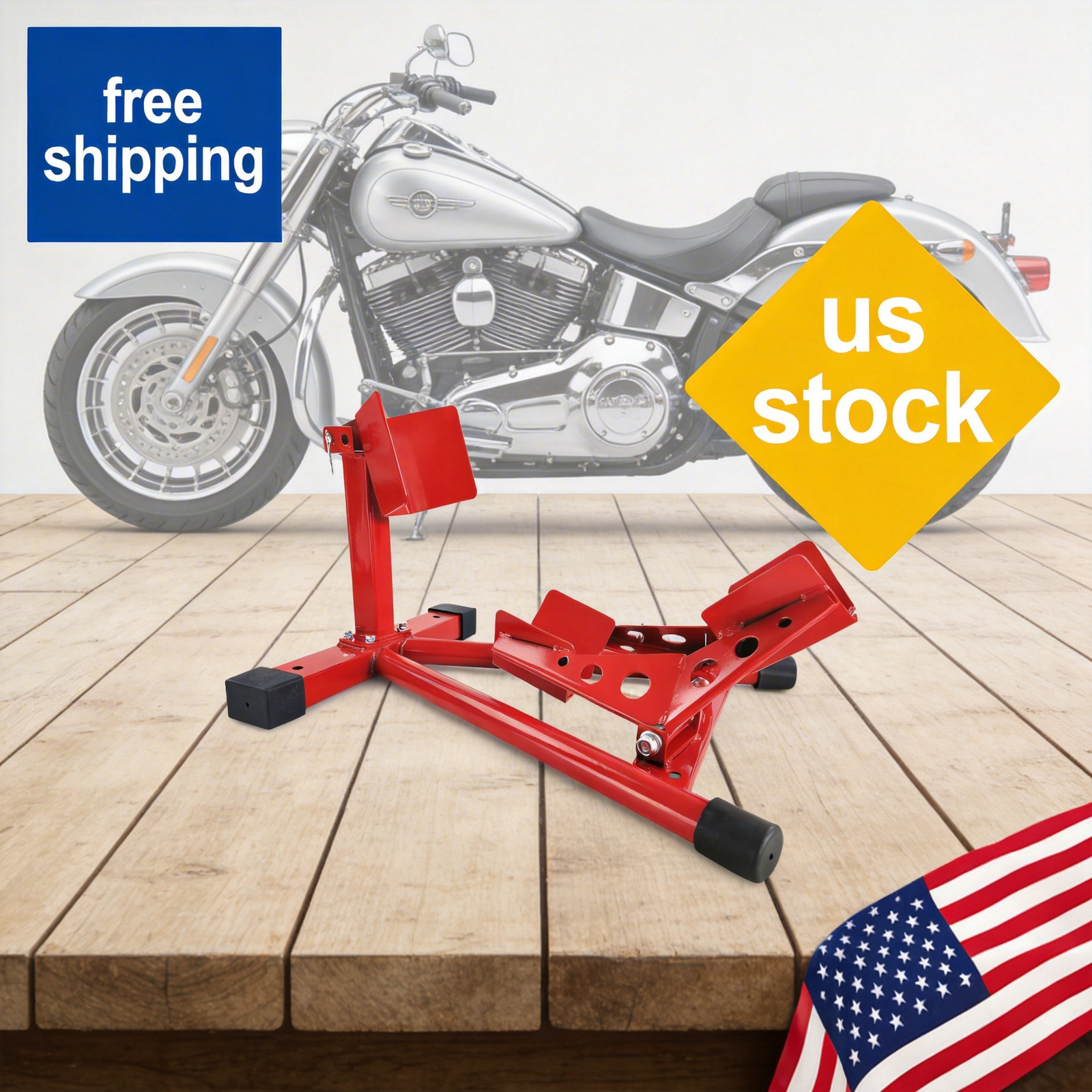 Motorcycle Wheel Chock teel Front Tire Holder for 12-21 Inch WheelS 1500lb RED