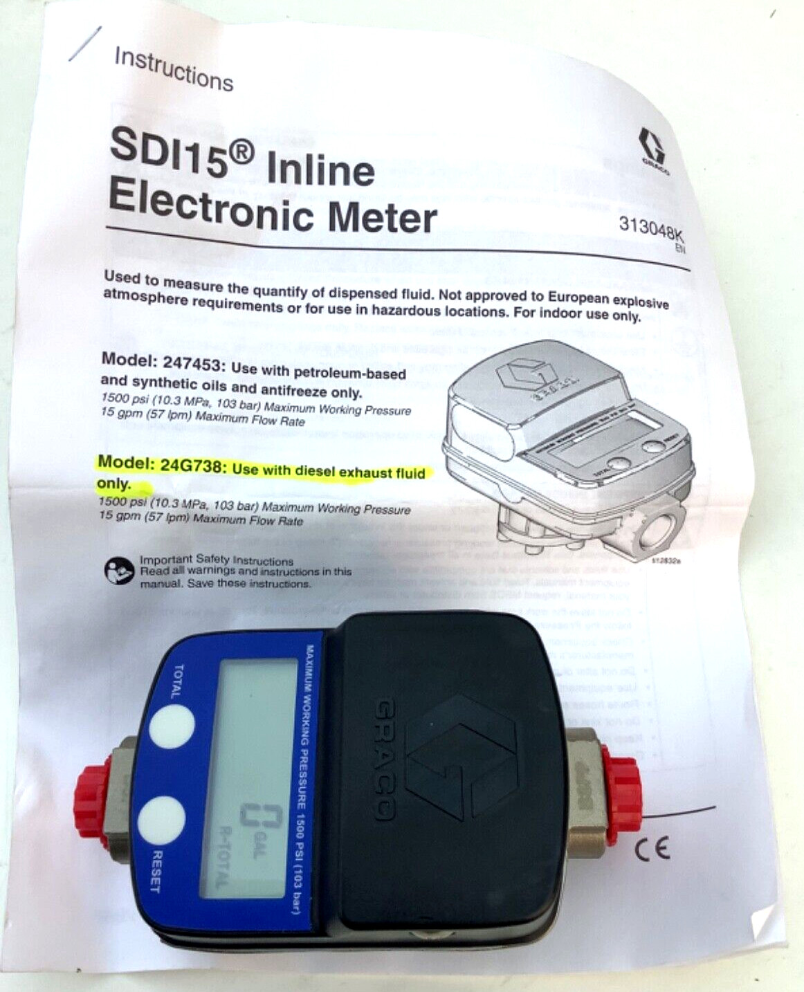 NOS - Graco Industrial 24G738 | Meter, Inline, Bspp -  Diesel Exhaust Fluid  DEF