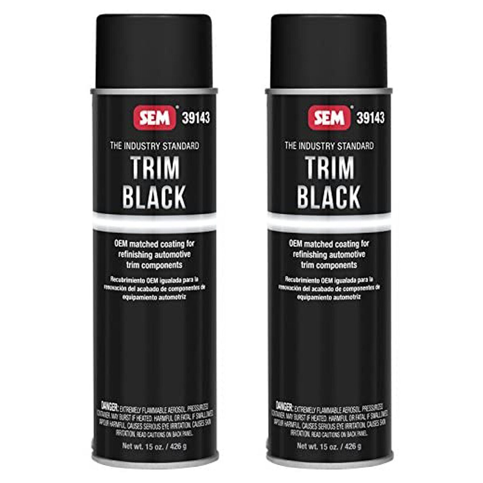 SEM Products 39143 Trim Black Aerosol Spray Can 15 oz. Auto Body Paint (2 Cans)