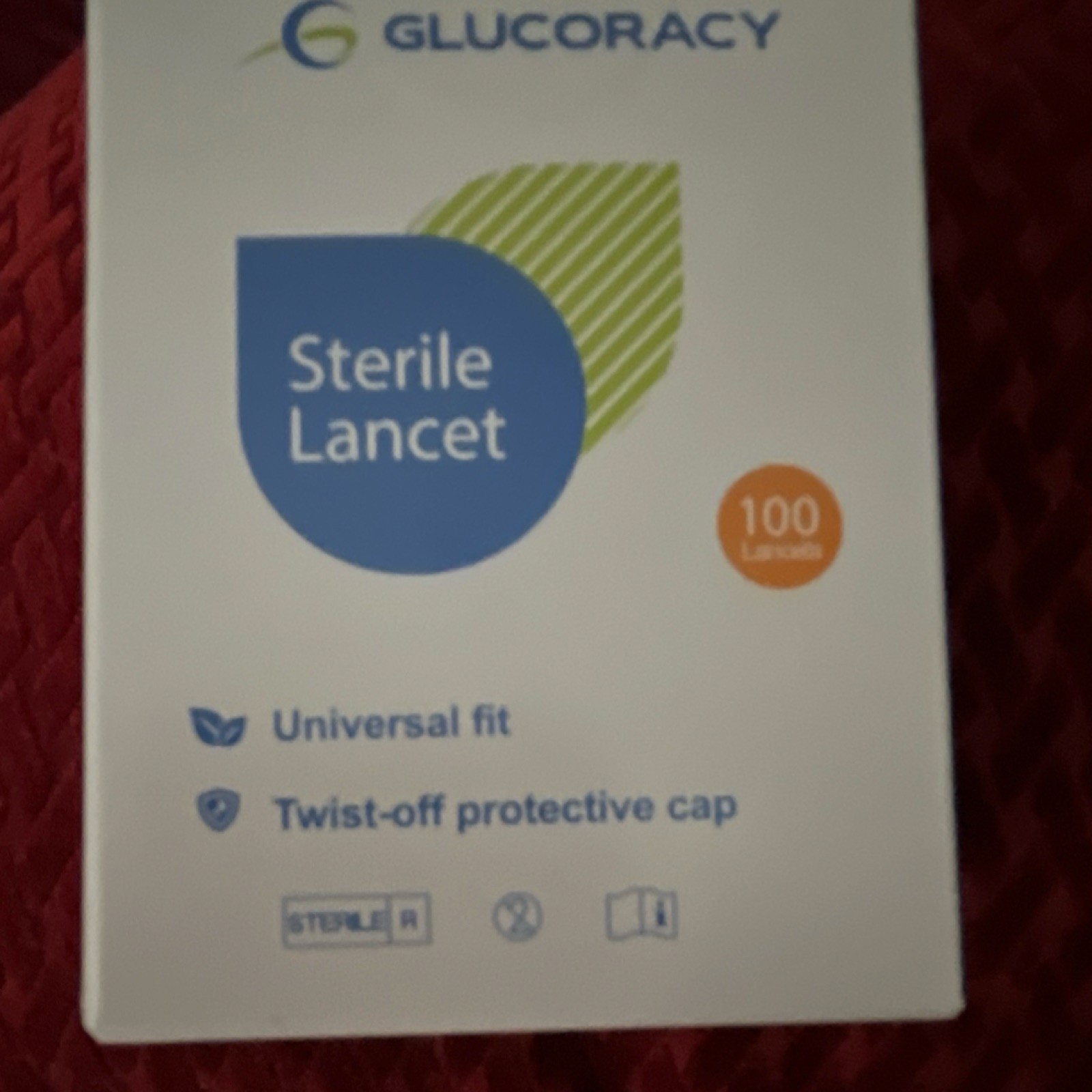 GLUCORACY 30G Sterile Lancets Universal Fit Twist-Off Cap Blue 100 MPN Exp