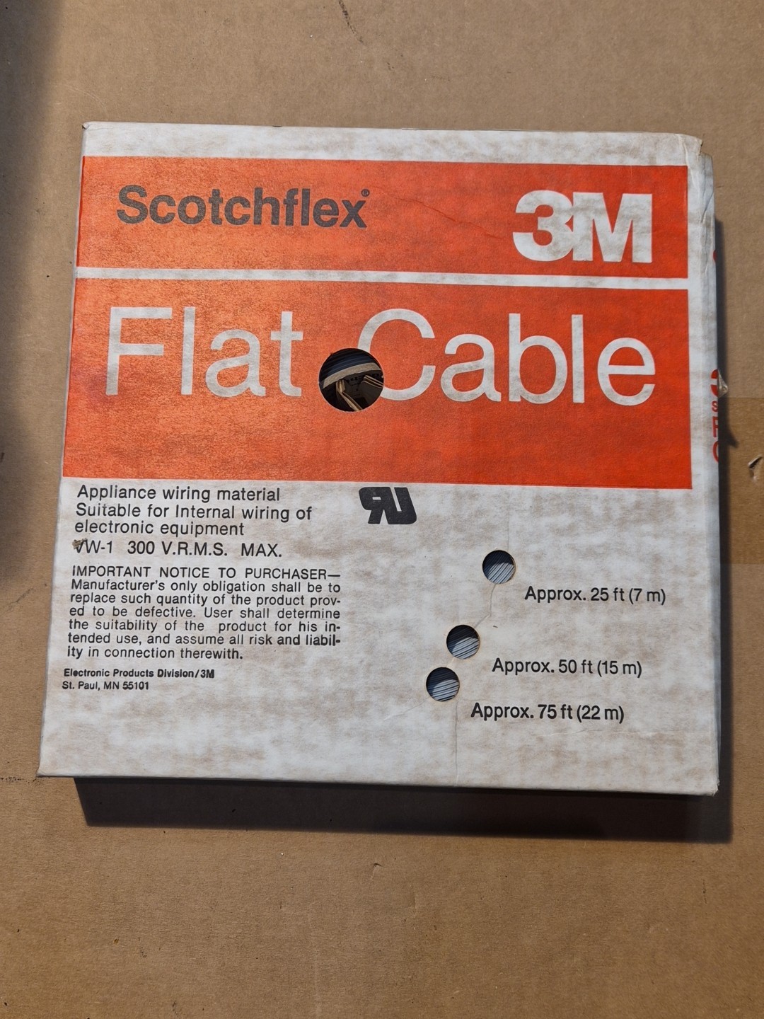 Scotchflex 3M Flat Cable No. 3365, 20 Conductors, 28 AWG, SOLD PER FT, NIB, NOS.