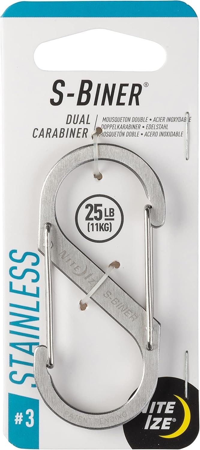 Nite Ize S-Biner #3 25lb Stainless Steel Brushed Silver Dual Gate Carabiner