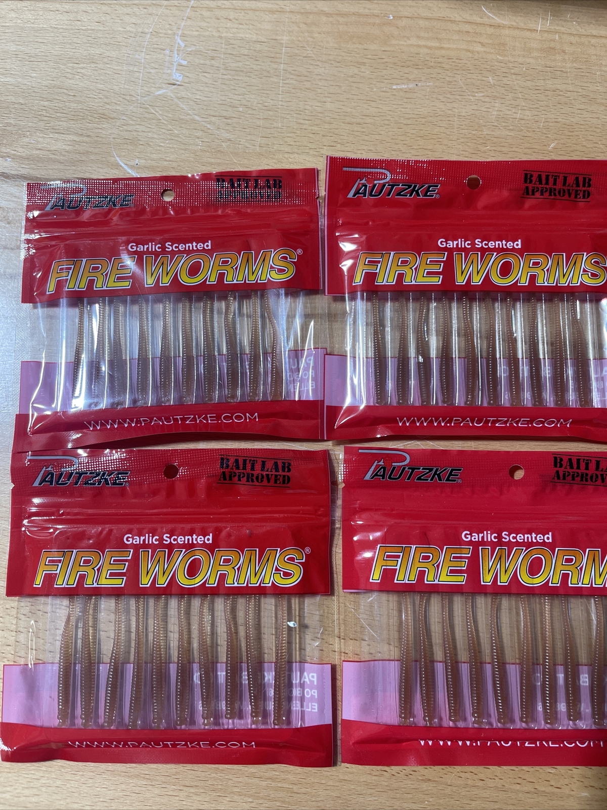 4 Packs Pautzke Fire Worms Natural Salmon Steelhead Trout NEW FOR 2022