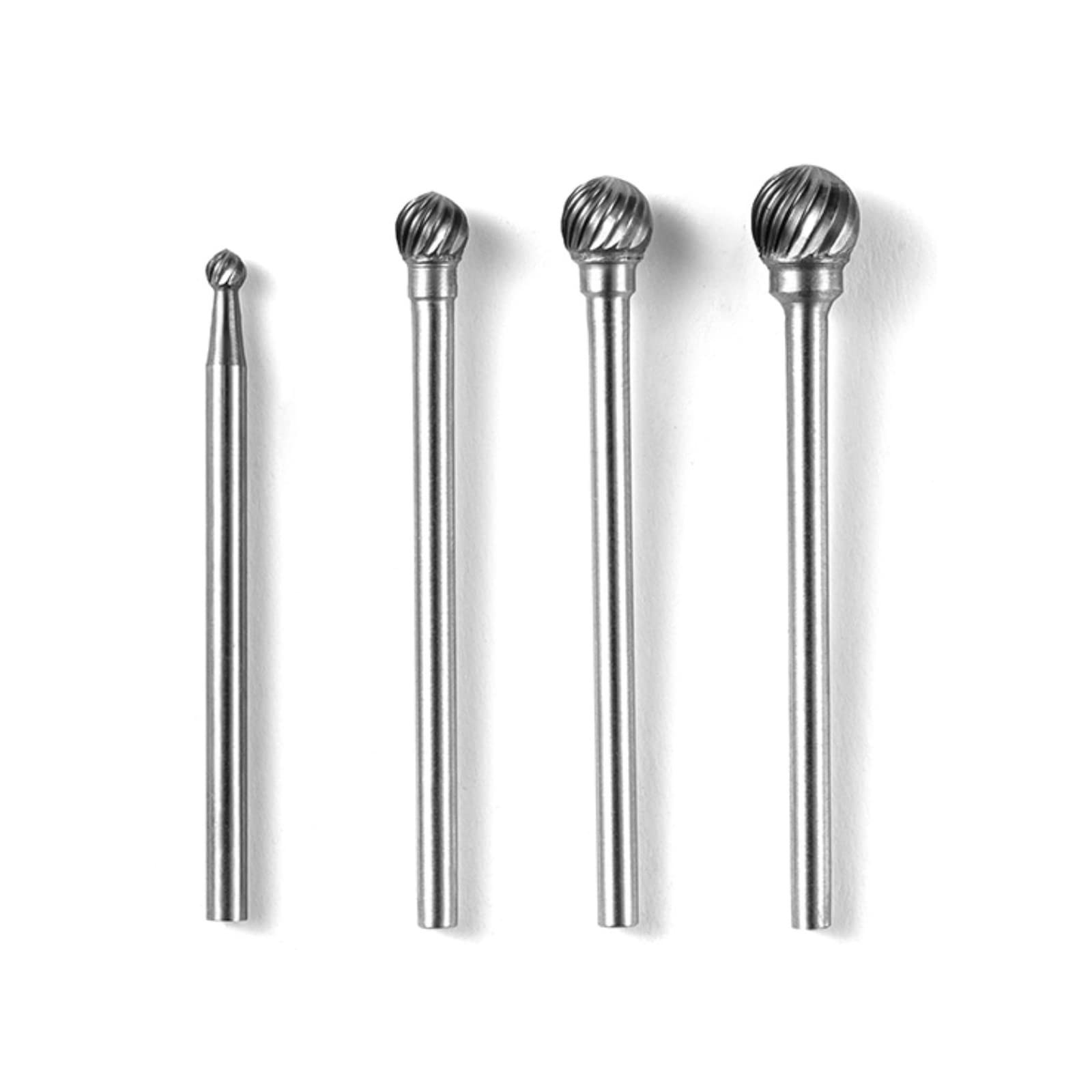 4 Pcs Ball Shape Aluminum Cutting Burr Set - 3/32'' Shank Tungsten Carbide En...