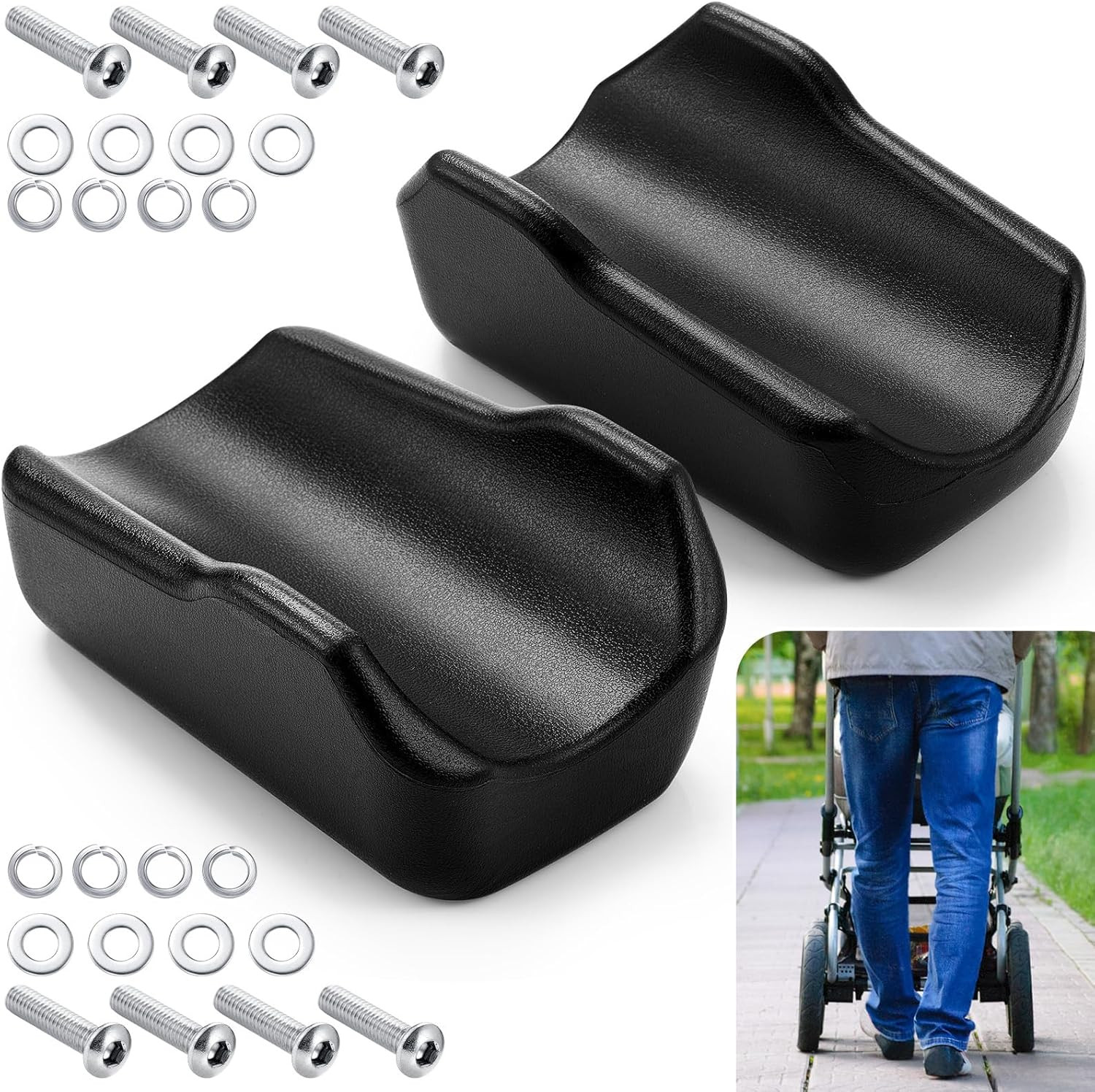 2 Pcs Rollator Armrest Pad Upright Walker Forearm Pads Black Walker Handle Coush