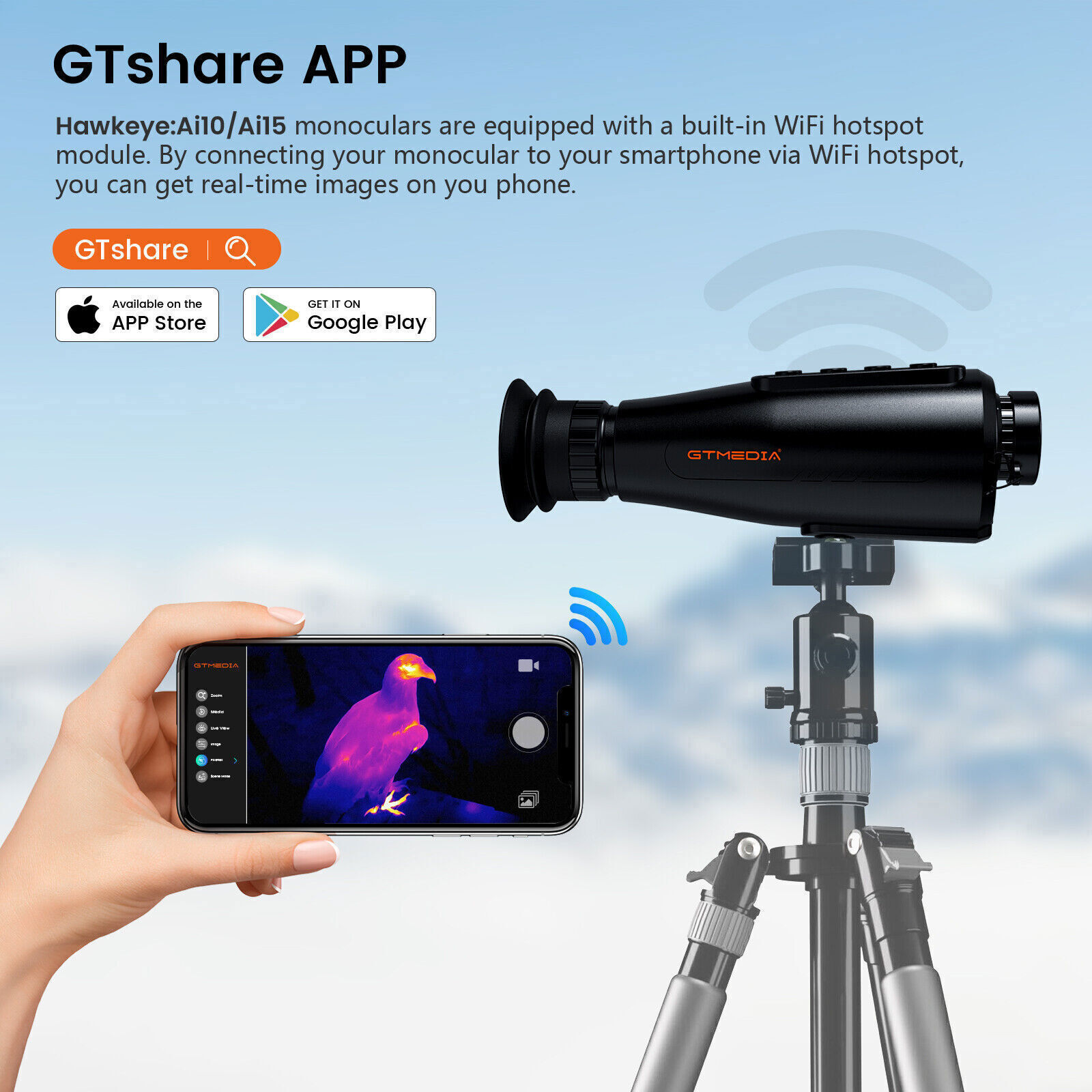 Thermal Monocular AI 384x288 Thermal Imaging Monocular 12um 15mm 60Hz WiFi 5Mode