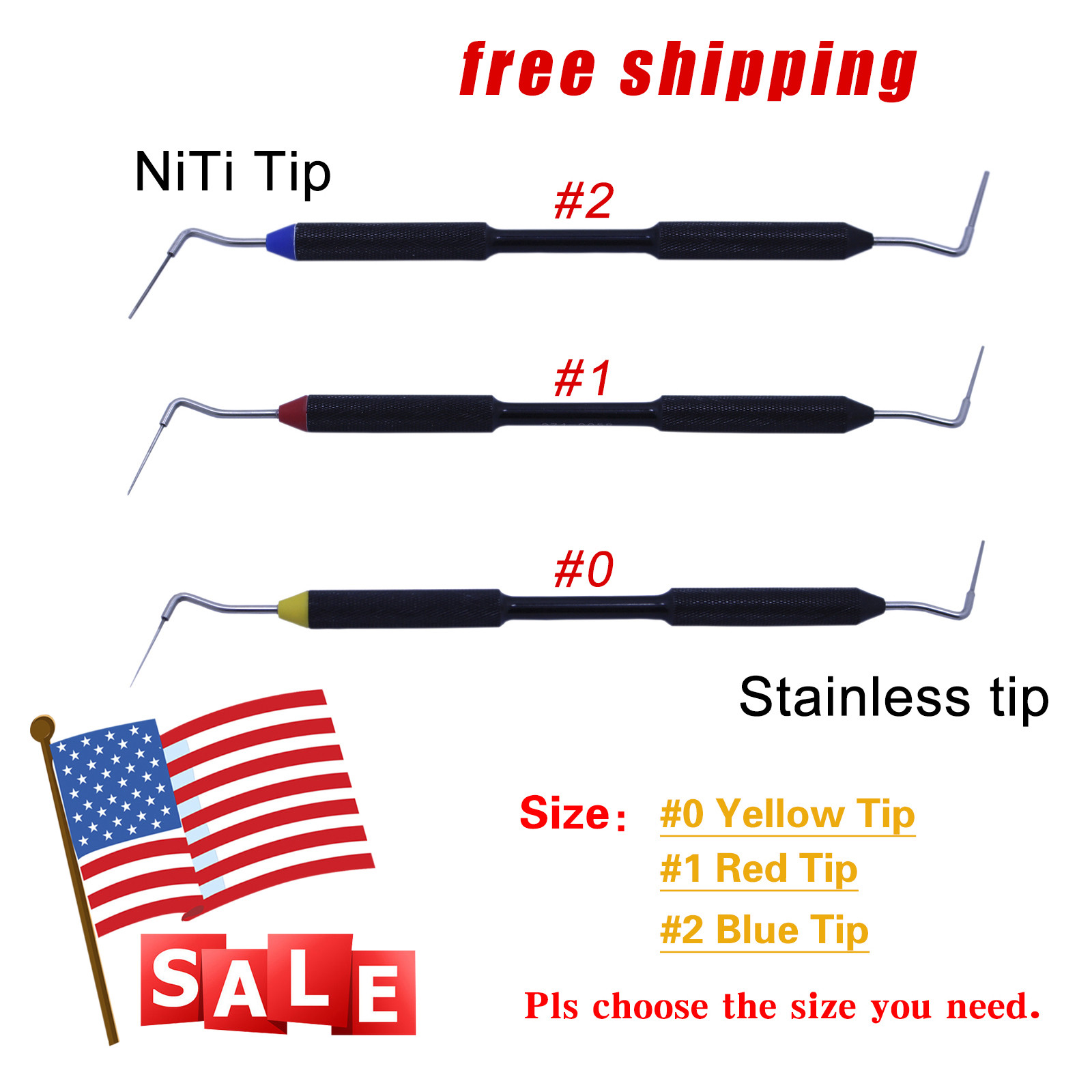 Dental Endo Buchanan Hand Plugger NiTi Tip Fill Obturation Yellow Red Blue to