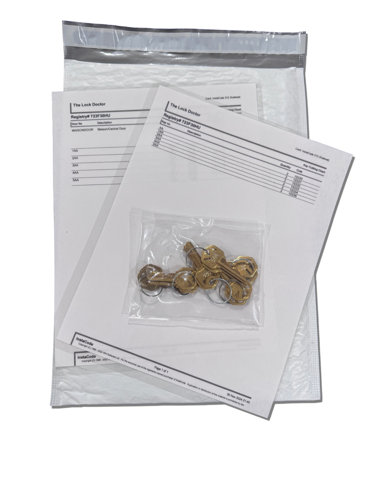 Pre-Cut Master Key System SC1/KW1 - 2 Master Keys + 5/10/20 Pairs Change Keys