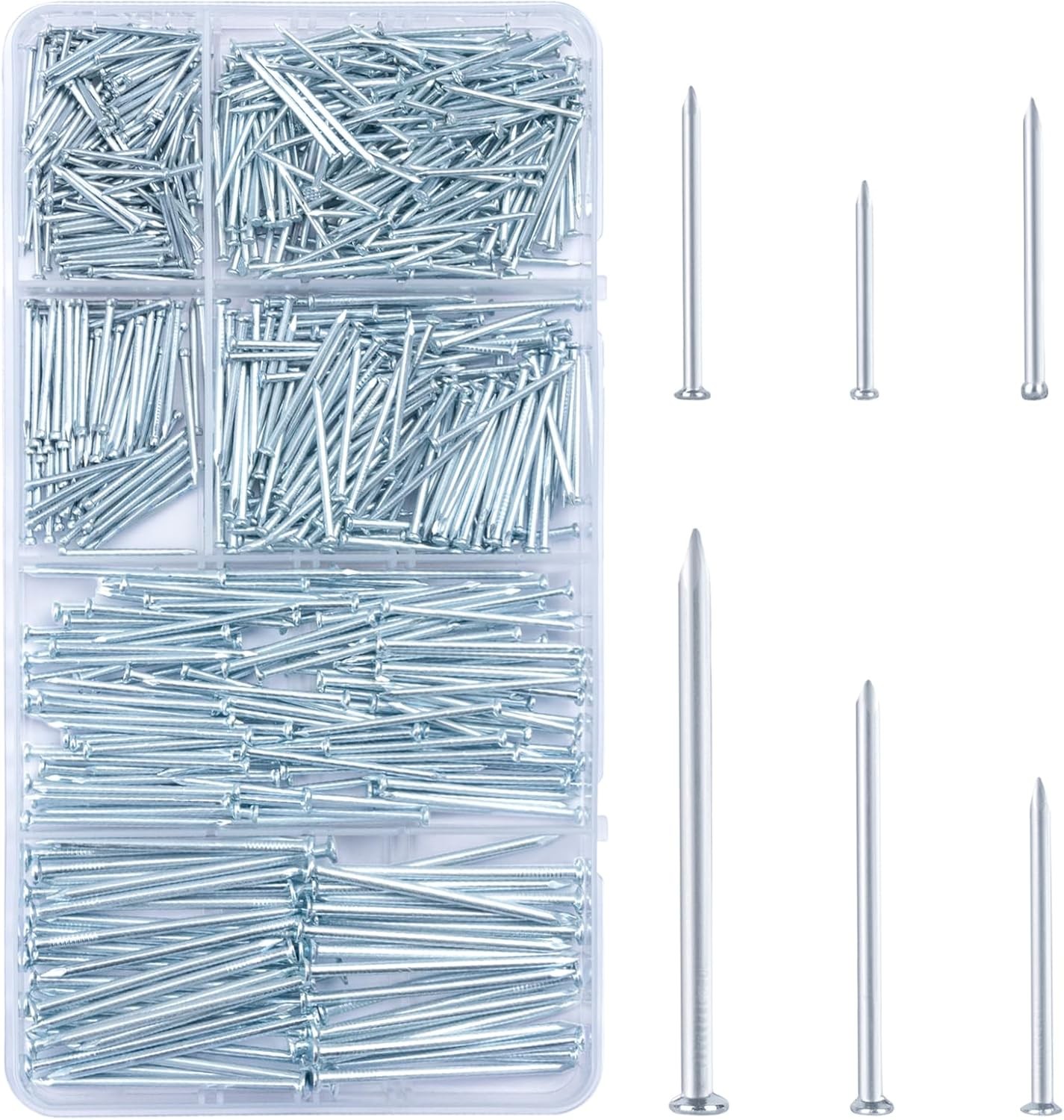 KURUI 700pcs Hardware Nails for Hanging Pictures, Up to 2"-Long Finish Silver