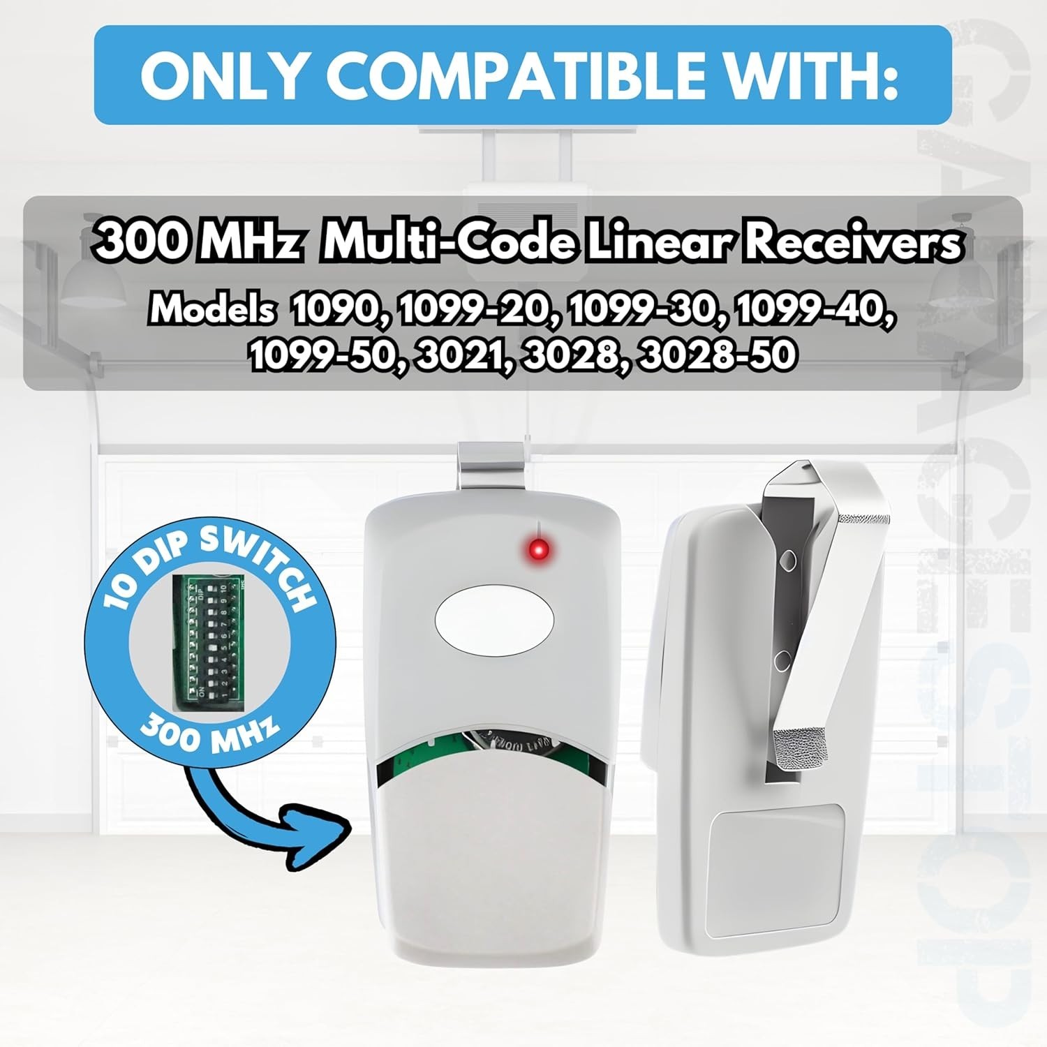 Multi-Code Garage Door Remote Set - 3 Convenient Remotes with Batteries