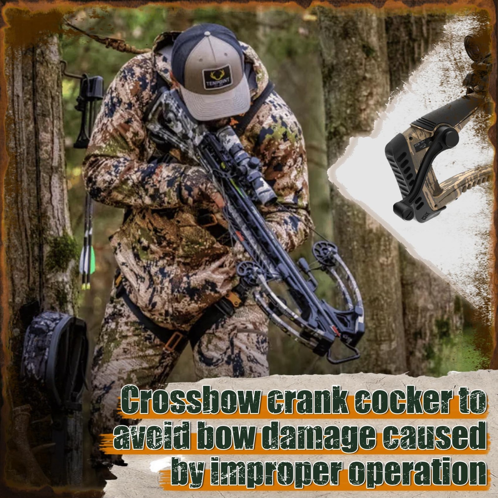 Crank Cocking Device for Crossbow - Ambidextrous, 93% Draw Weight Reduction, Eas