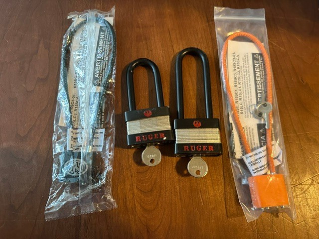 Lot of4 Cable Gun Locks Project Child Safe Firearm Padlocks FN, FNC, Ruger, More