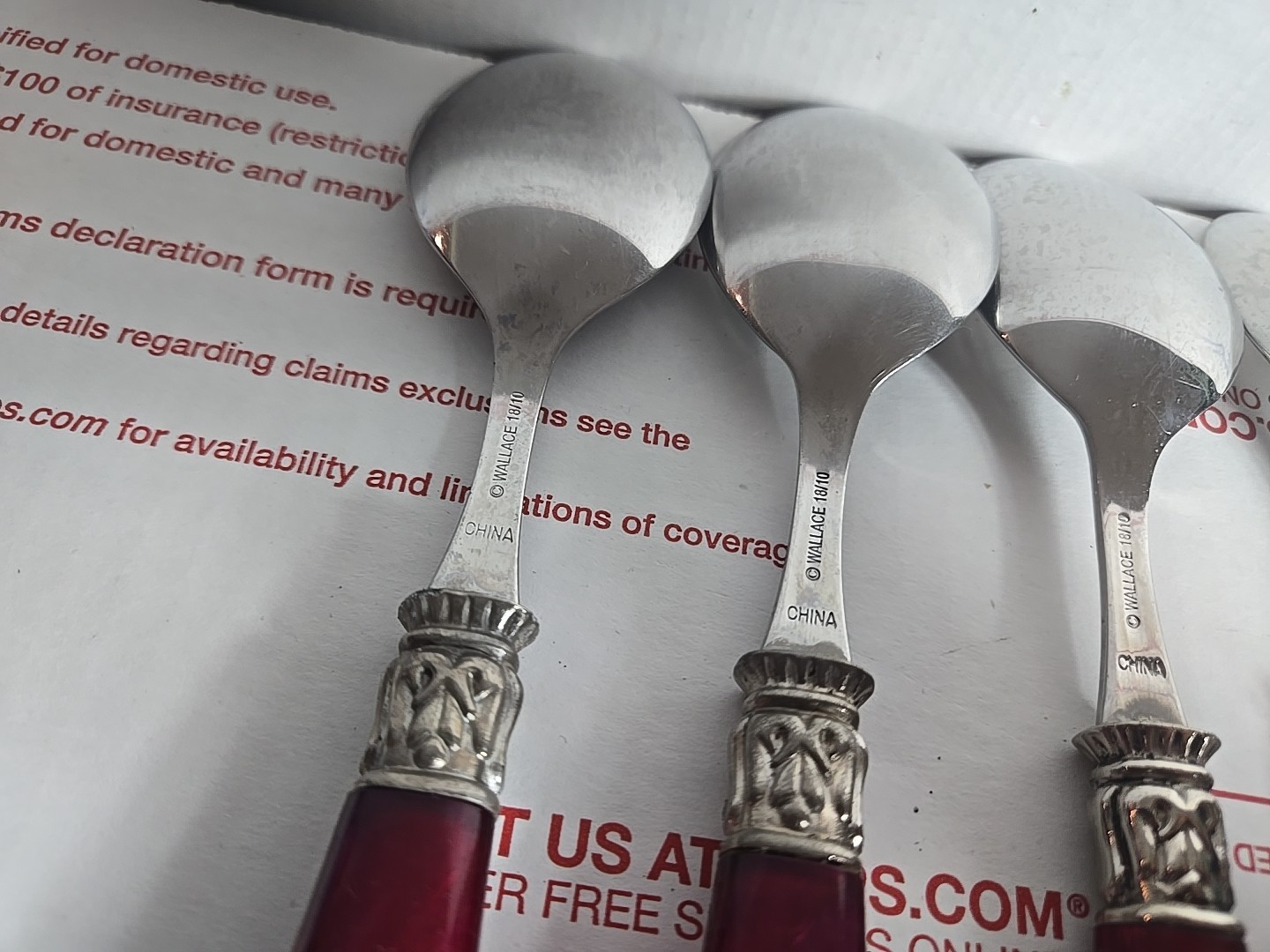 Wallace 18/10 Stainless Flatware 11 Pieces, St Moritz Pearlized Red-Pink
