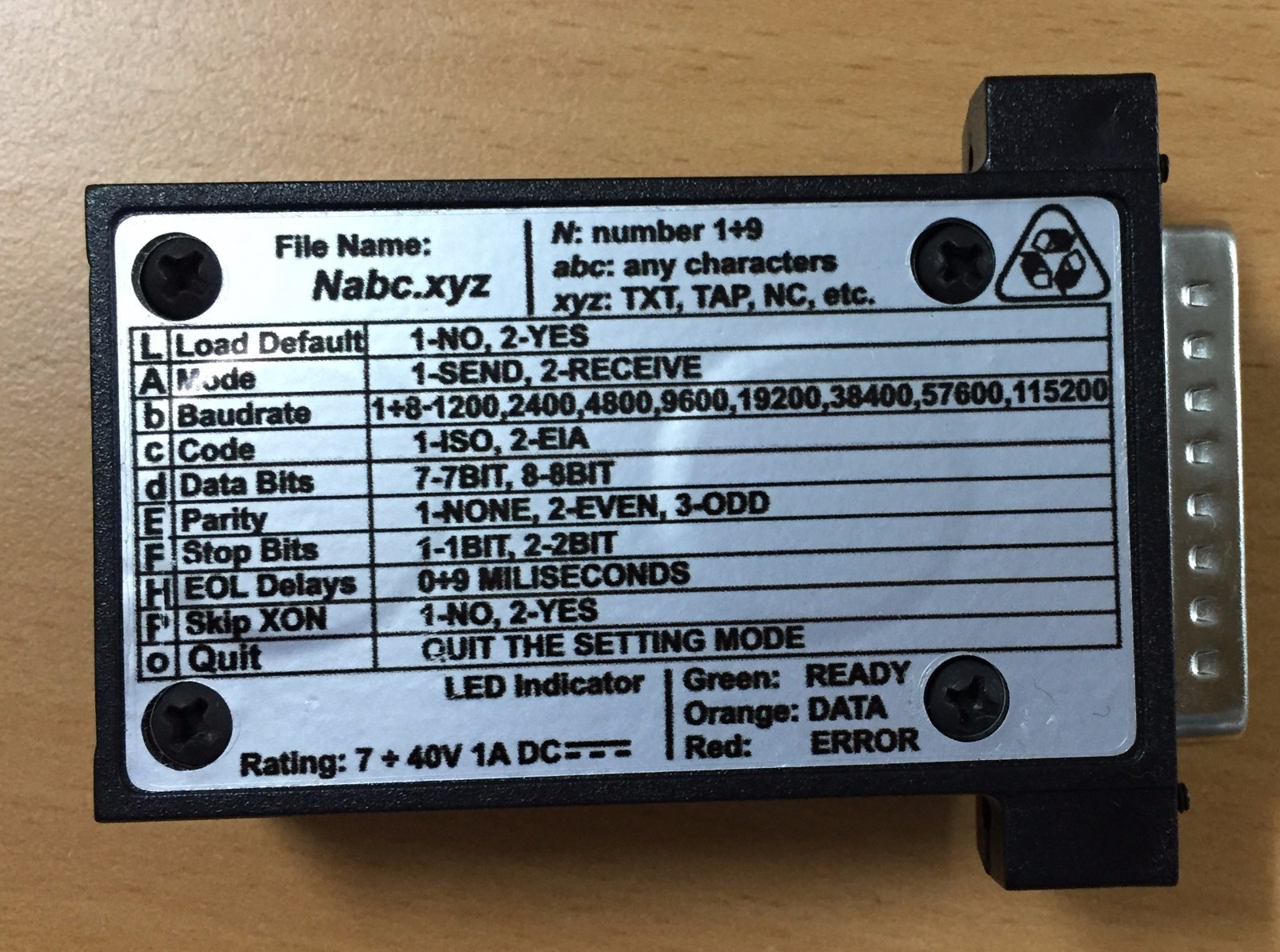 Micro DNC - Low cost USB READER for CNC machine, USB to RS232 converter, DNC eco