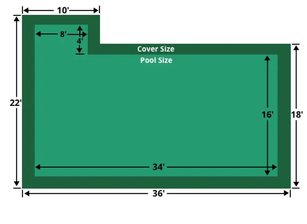 16x34 + 4x8 Loop-Loc Green Mesh Pool Cover w/ Flush Left Step - LLM1080