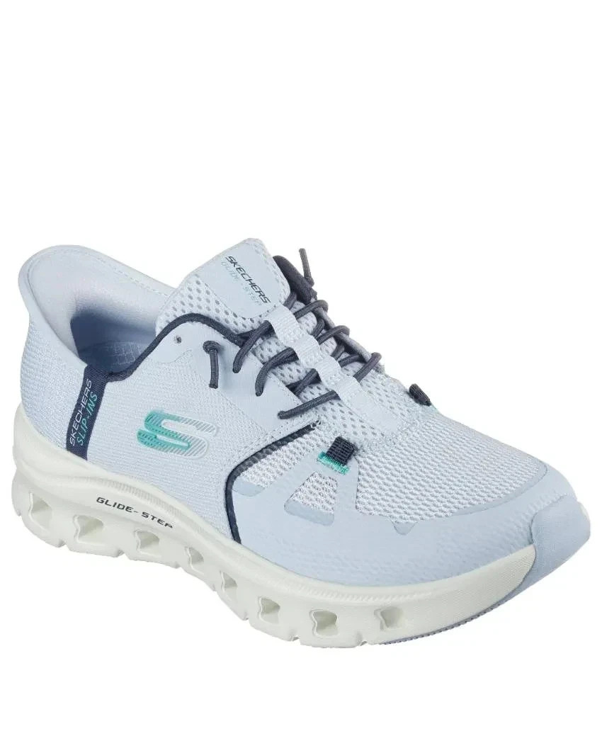 Shoes Skechers Women Mesh SlipIns Light Blue Memory Foam Glide lace Vegan 150420