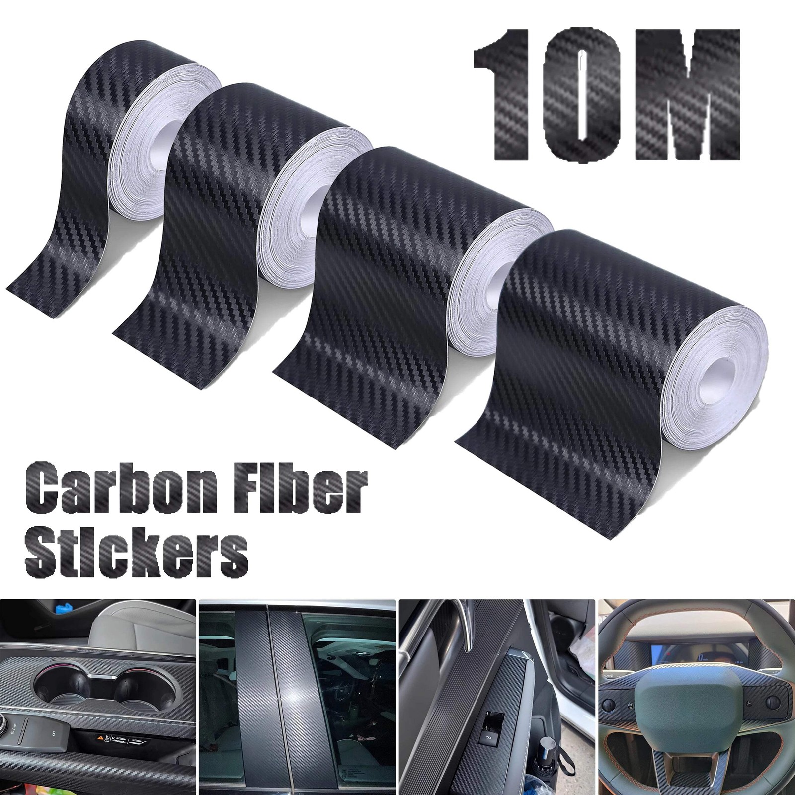 Carbon Fiber Automotive Adhesive Tape Roll Matte Black Protective Car Film Self-