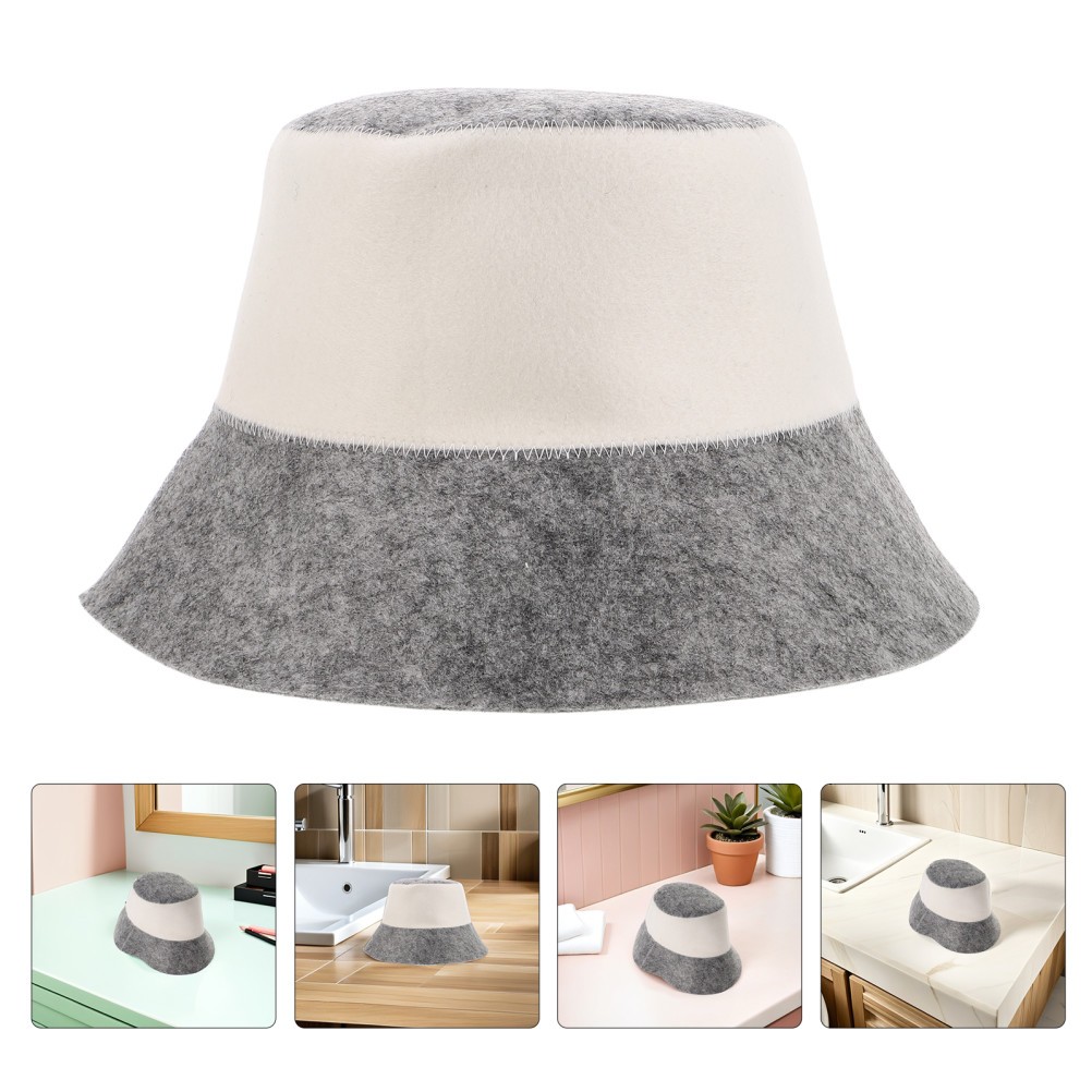 2pcs Fiber Felt Sauna Hat Heat Resistant Absorbent Cap For Russian Bathhouse