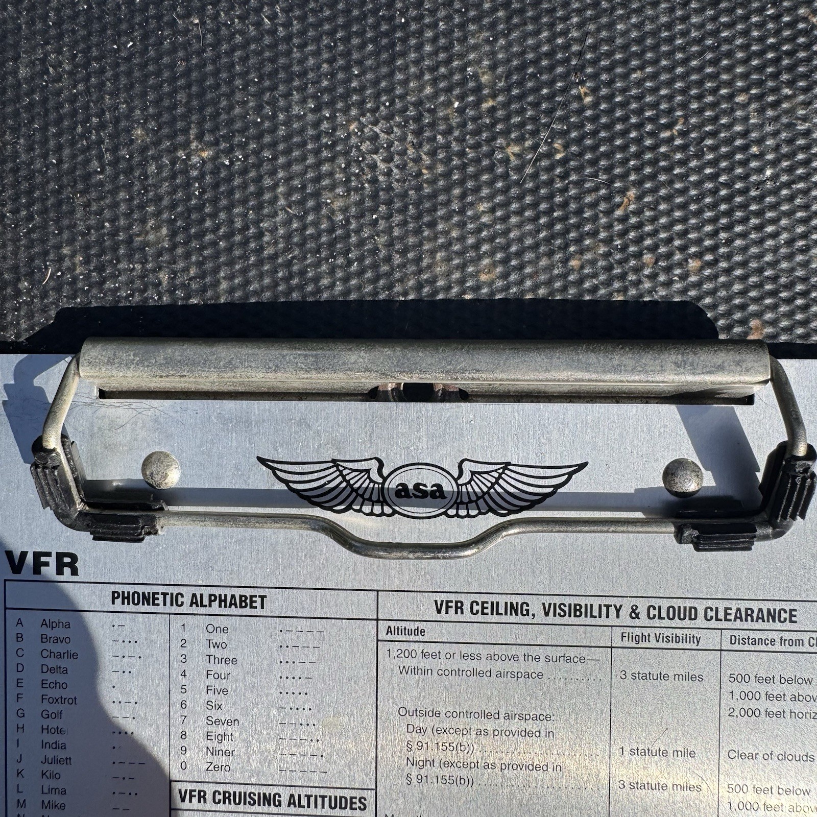 ASA Brushed Aluminum VFR Pilot Cockpit Kneeboard