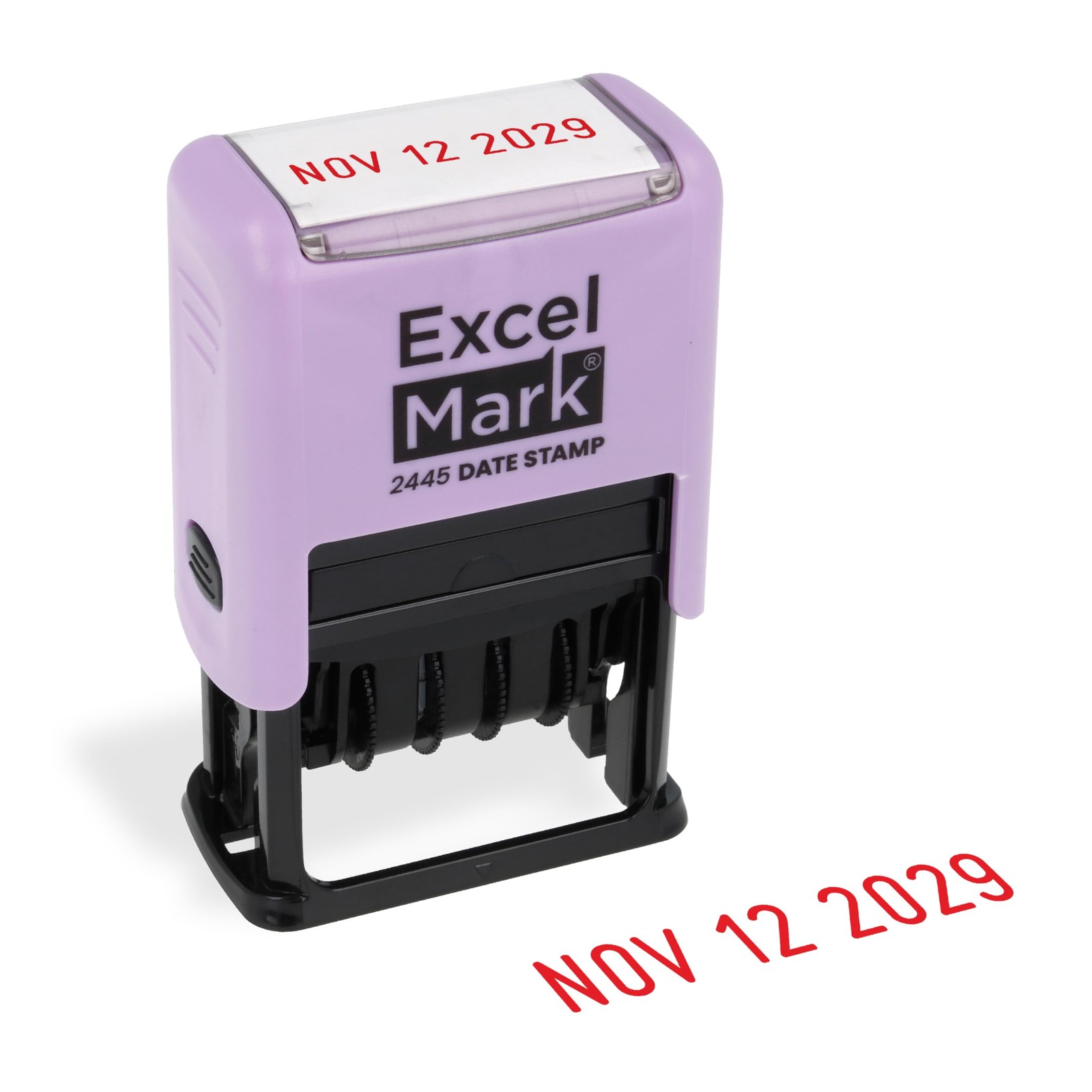 ExcelMark Date Stamp Red Ink Violet Mount
