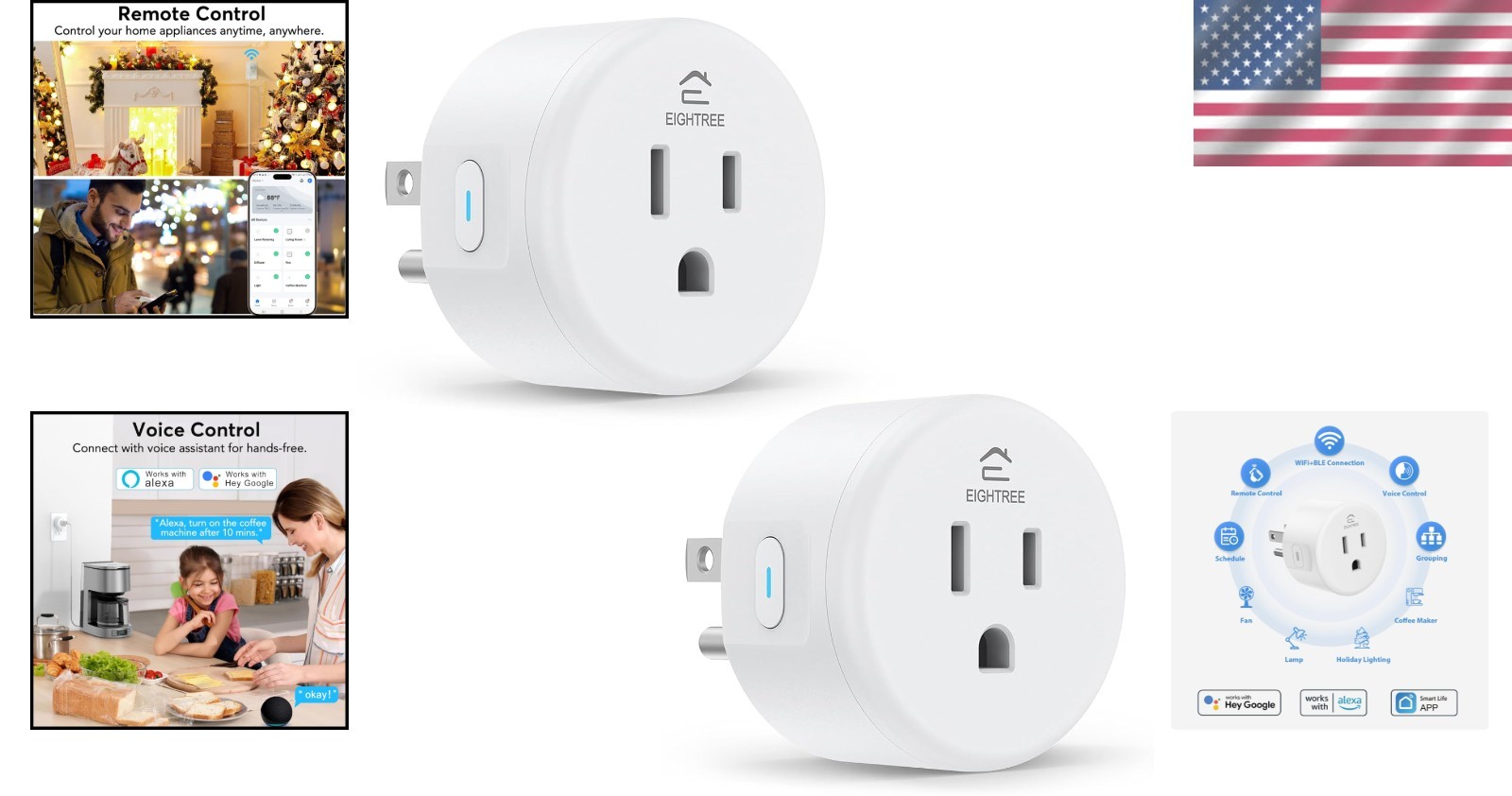 Alexa & Google Home Compatible Smart Plug - Remote Control with Timer Function
