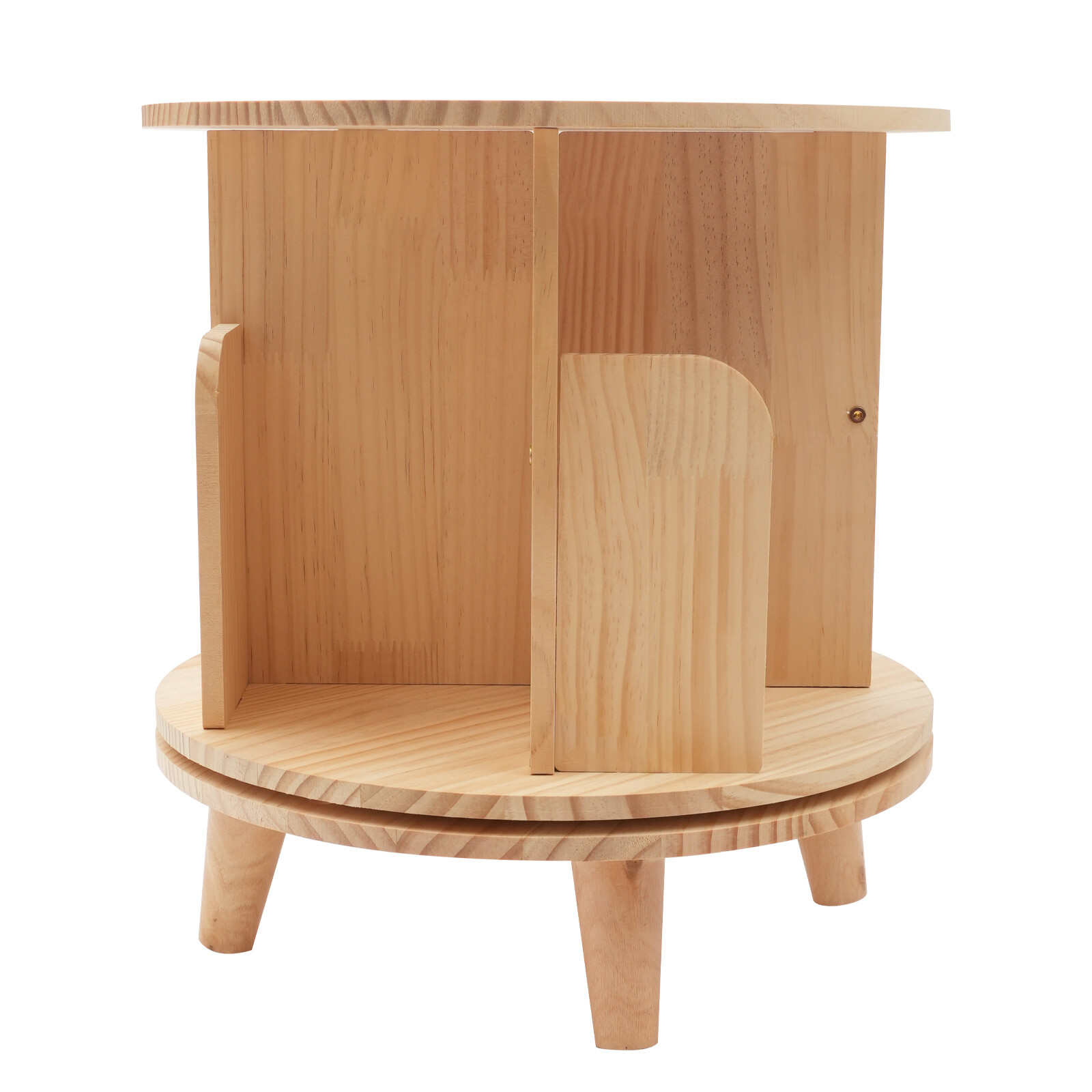 1-tier Floor Standing Solid Wood Single-layer Rotating Bookshelf 31cm H Bookcase