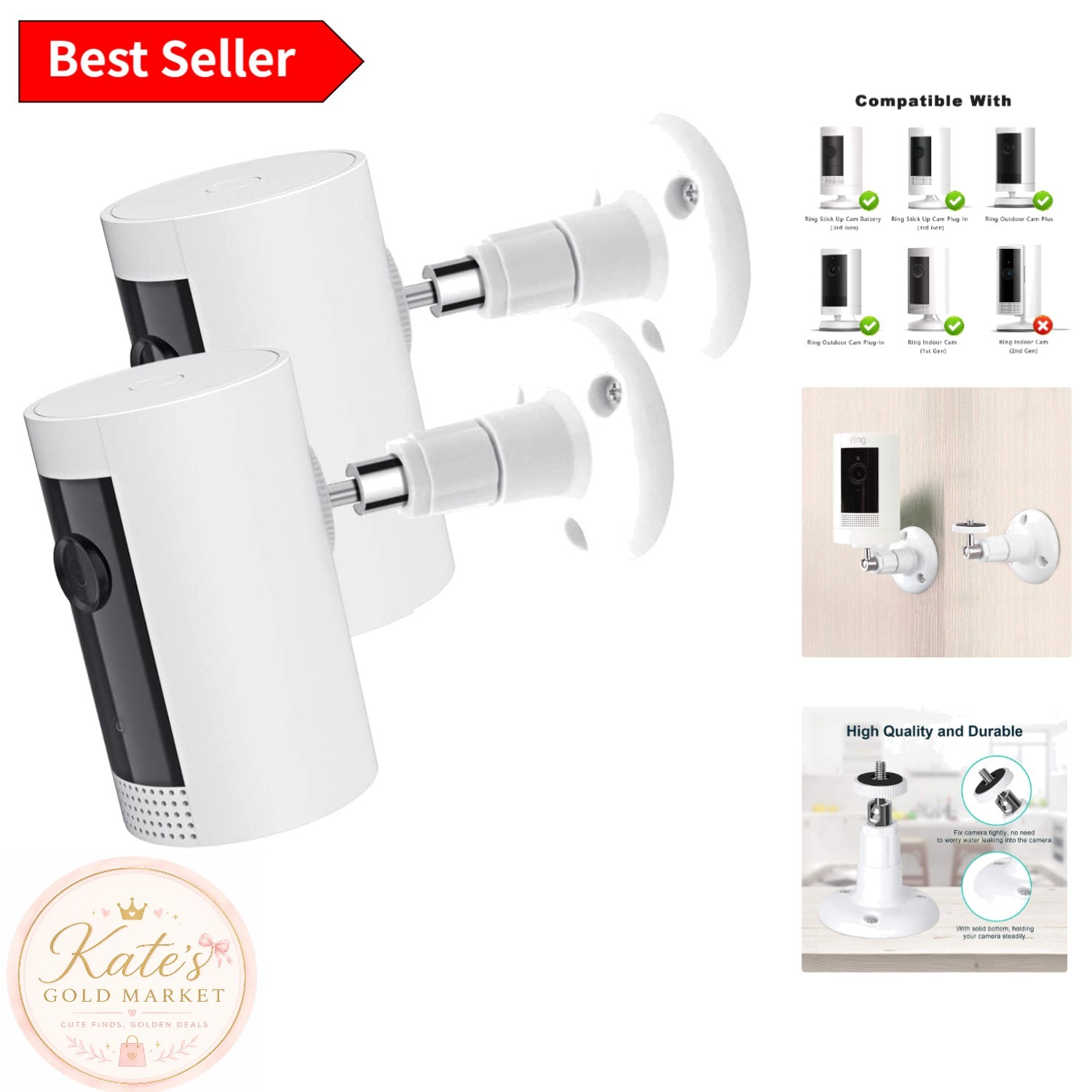 2-Pack Adjustable Camera Wall Mount for R-ing Stick Up and Security Cameras