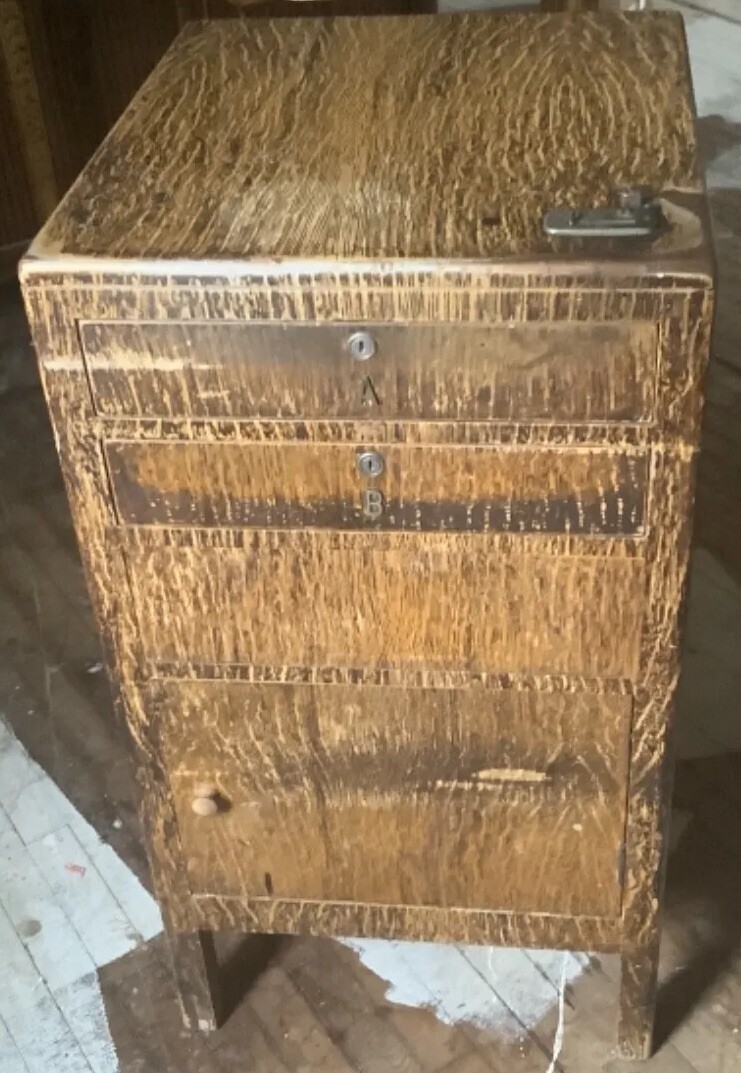 RARE Antique BANK Floor Register Safe w/ Secret Compartment Switchable Drawers