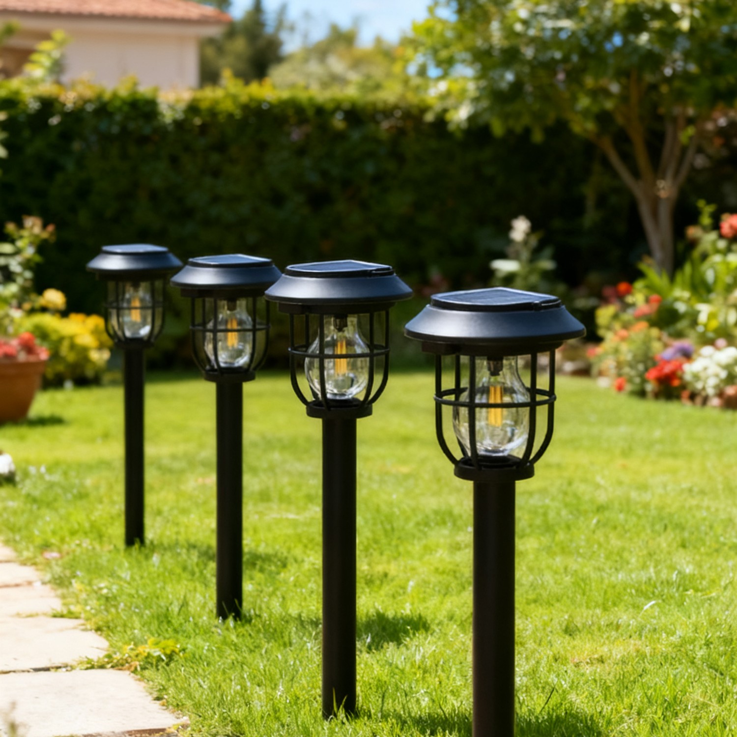 1-4x Solar Garden Motion Sensor 2IN1 Light Outdoor Pathway Lawn Landscape Lamp