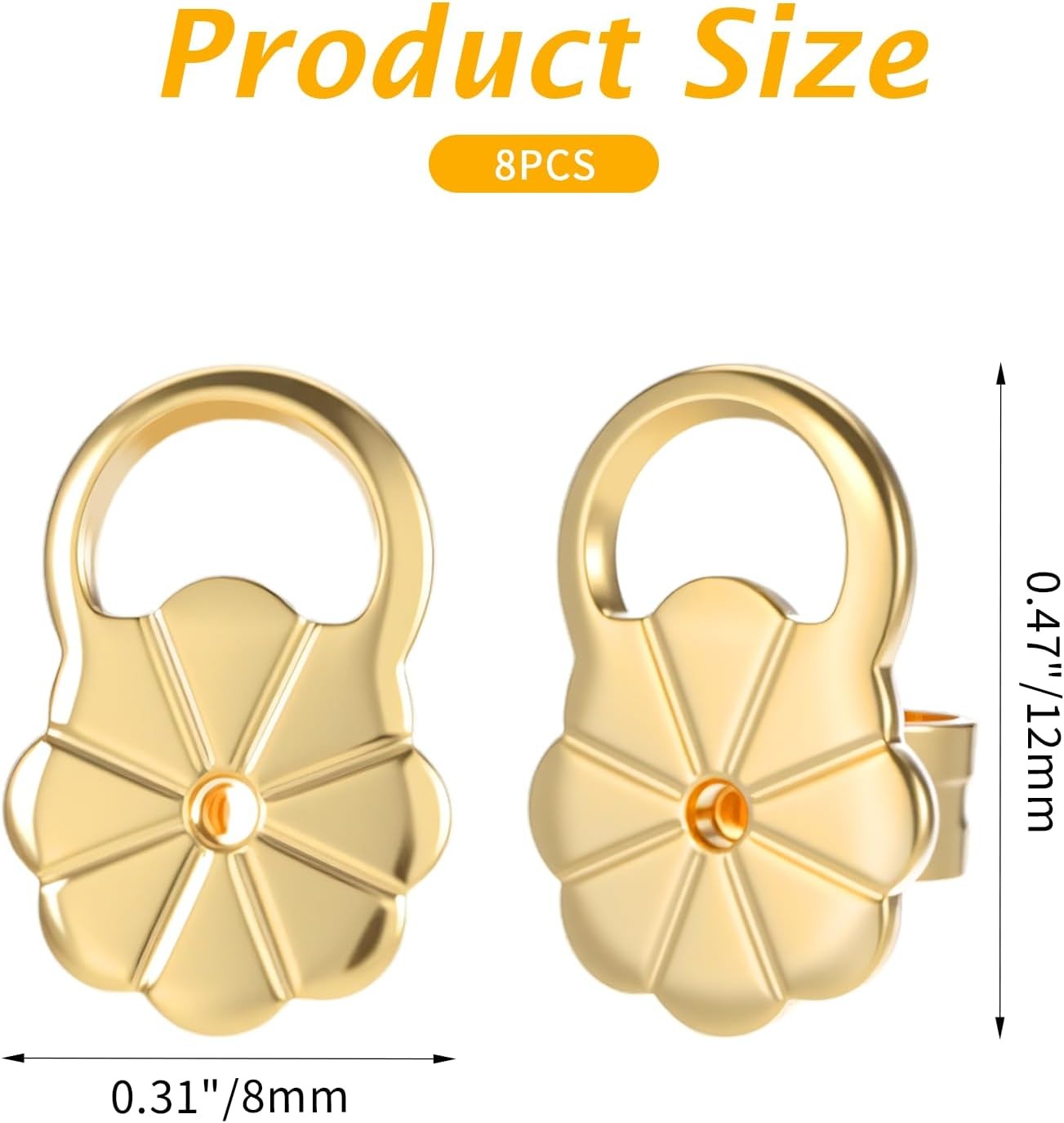8 Pcs Earring Backs for Droopy Ears, Earring Lifters Backs with Ear Lifting Supp