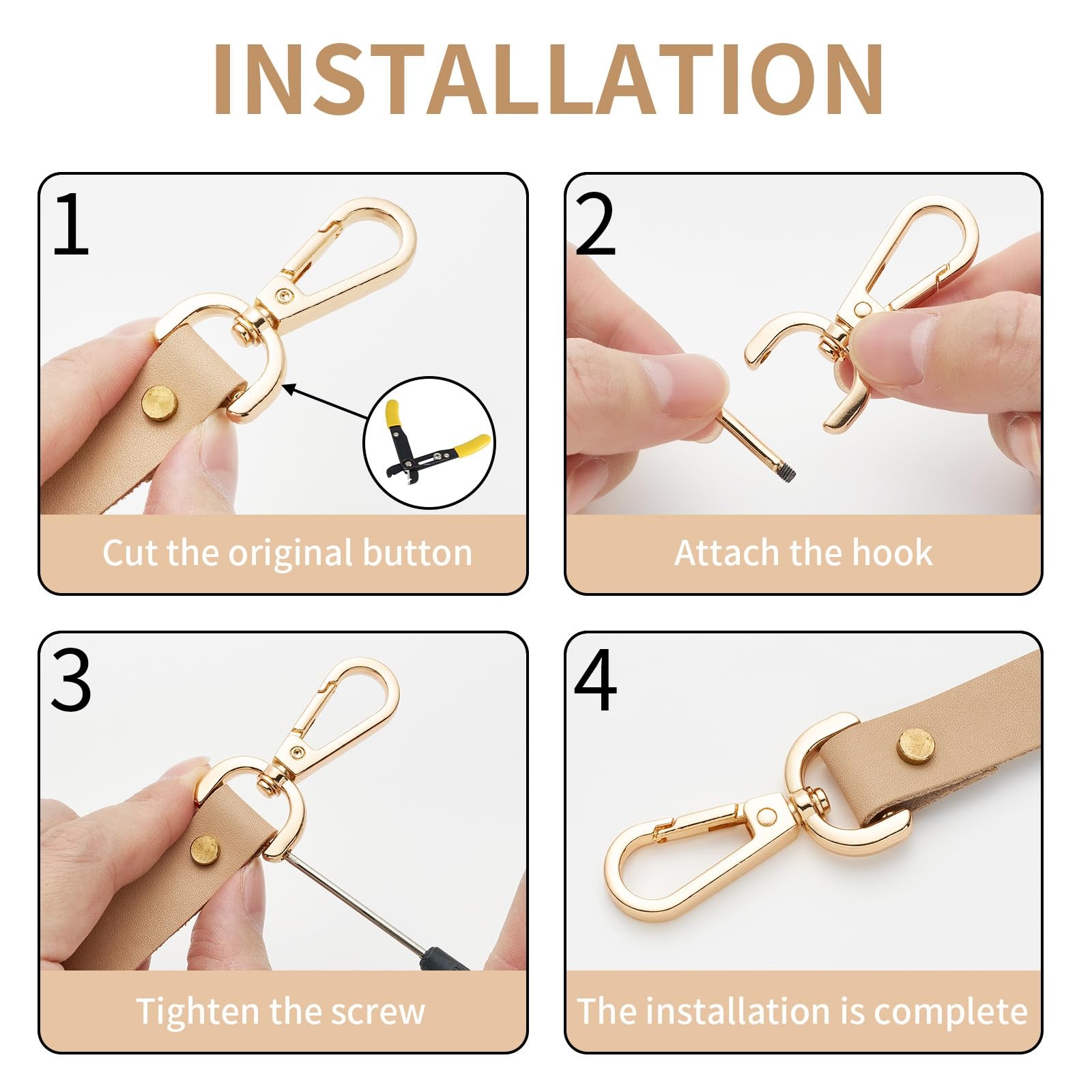 DEVPSISR 4PCS Detachable Snap Hook Swivel Clasp with Screw Bar, Multiple Size...