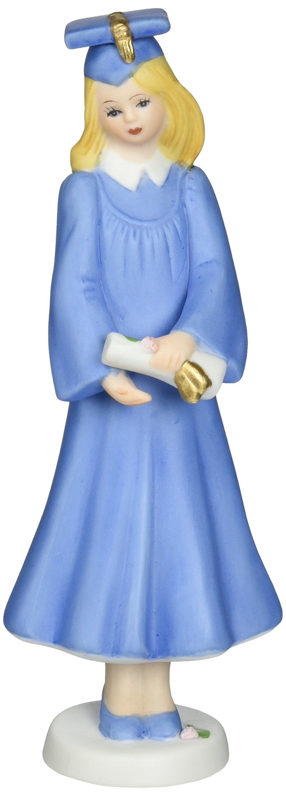 Enesco Growing Up Girls Blonde Graduate Figurine 6.25" Blue White