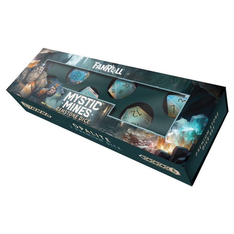 Fanroll Opalite Mystic Mines 7-Set Stone Polyhedral Dice 16Mm