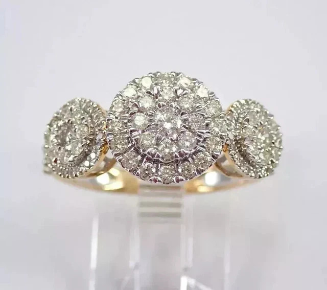 2Ct Lab Created Round Diamond 14K Yellow Gold Plated Cluster Engagement Ring