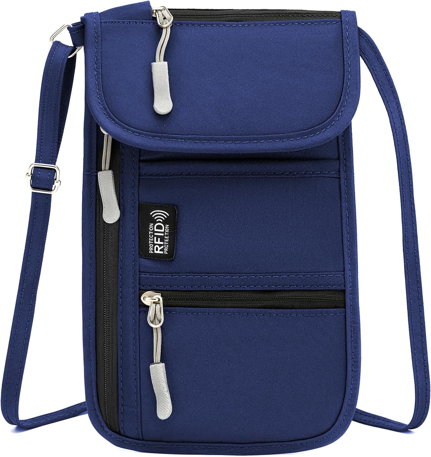 RFID Blocking Passport Holder for Travel Neck Wallet with Adjustable Lanyard 6 C