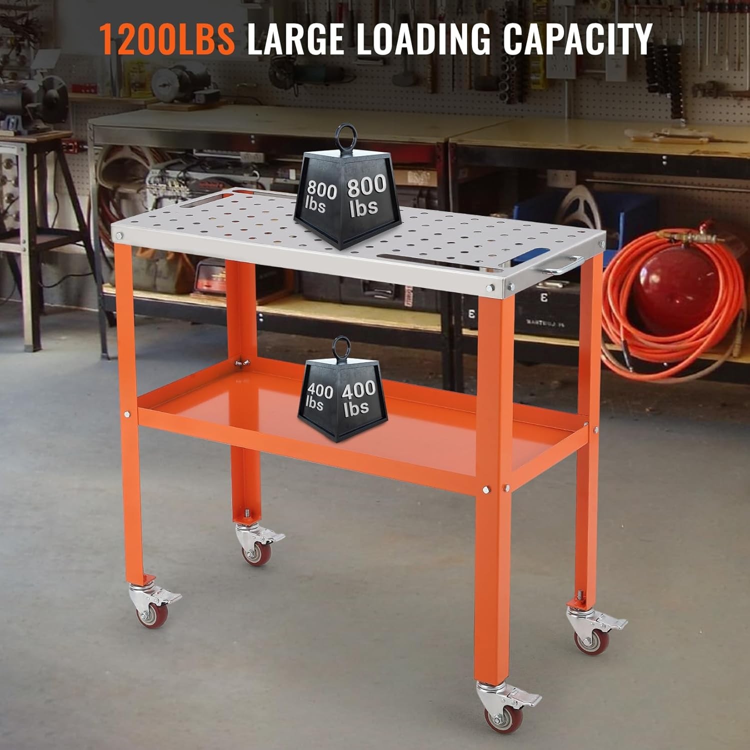 36x18 Inch Welding Table 1200LBS Load Capacity Steel Welding Workbench W/ Wheels