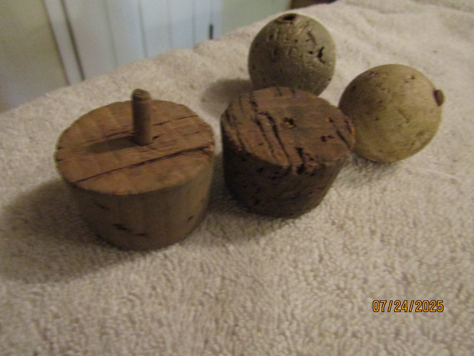 Vintage Cork Plug & Round Fishing Bopper Set of 4 1940s 1950s
