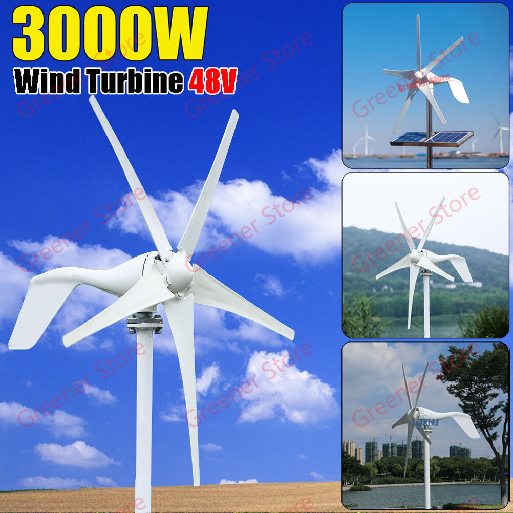 3000W 48V 5 Blades Wind Turbine Generator Enery Power Kit w/ Charge Controller