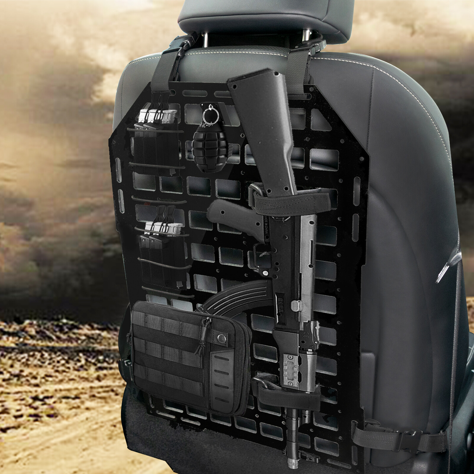 2pc Tactical Rigid MOLLE Panel Car Vehicle Seat Back hunting Storage Organizer