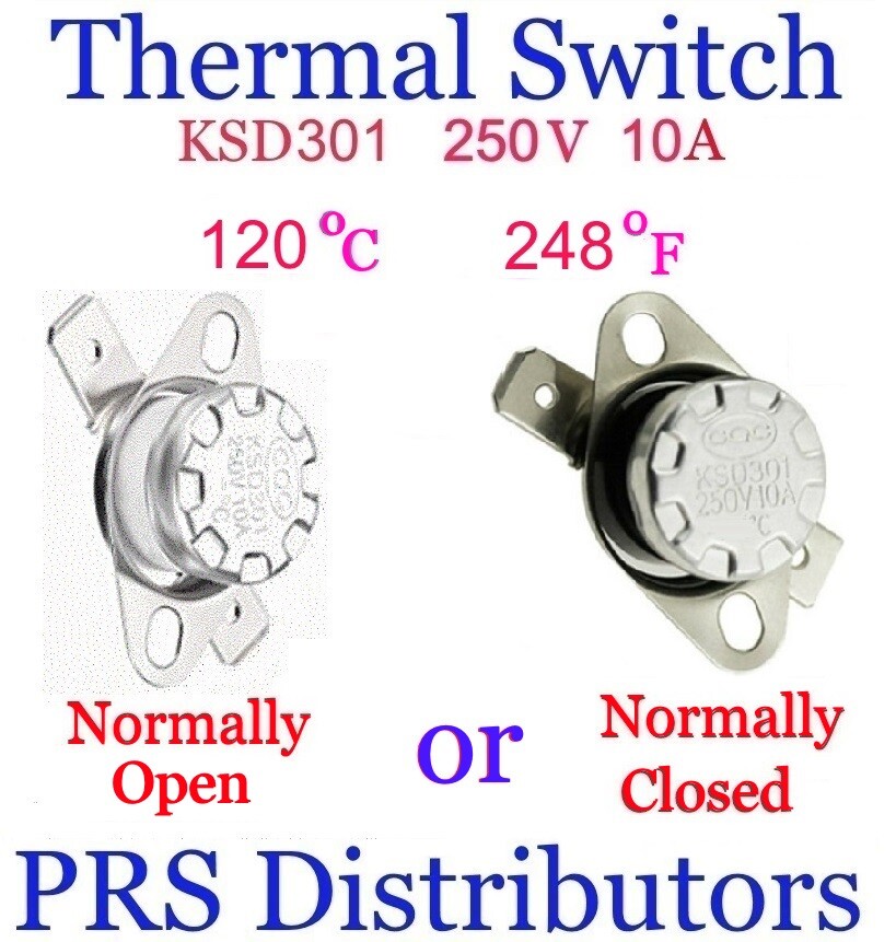 KSD301 10A 250V 120°C 248°F Thermostat Temperature Switch Thermal control Switch