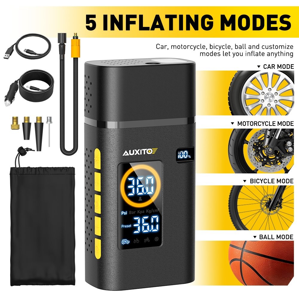 Car Electric Air Pump 150PSI Air Compressor Portable Tire Inflator For Car Bike