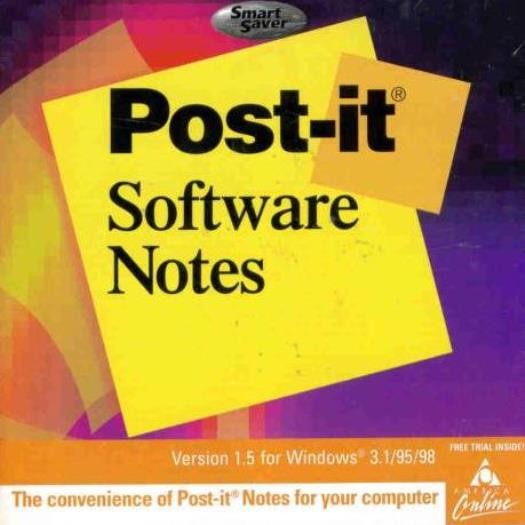 Post-It Software Notes PC CD stick notes around desktop computer utilities tools