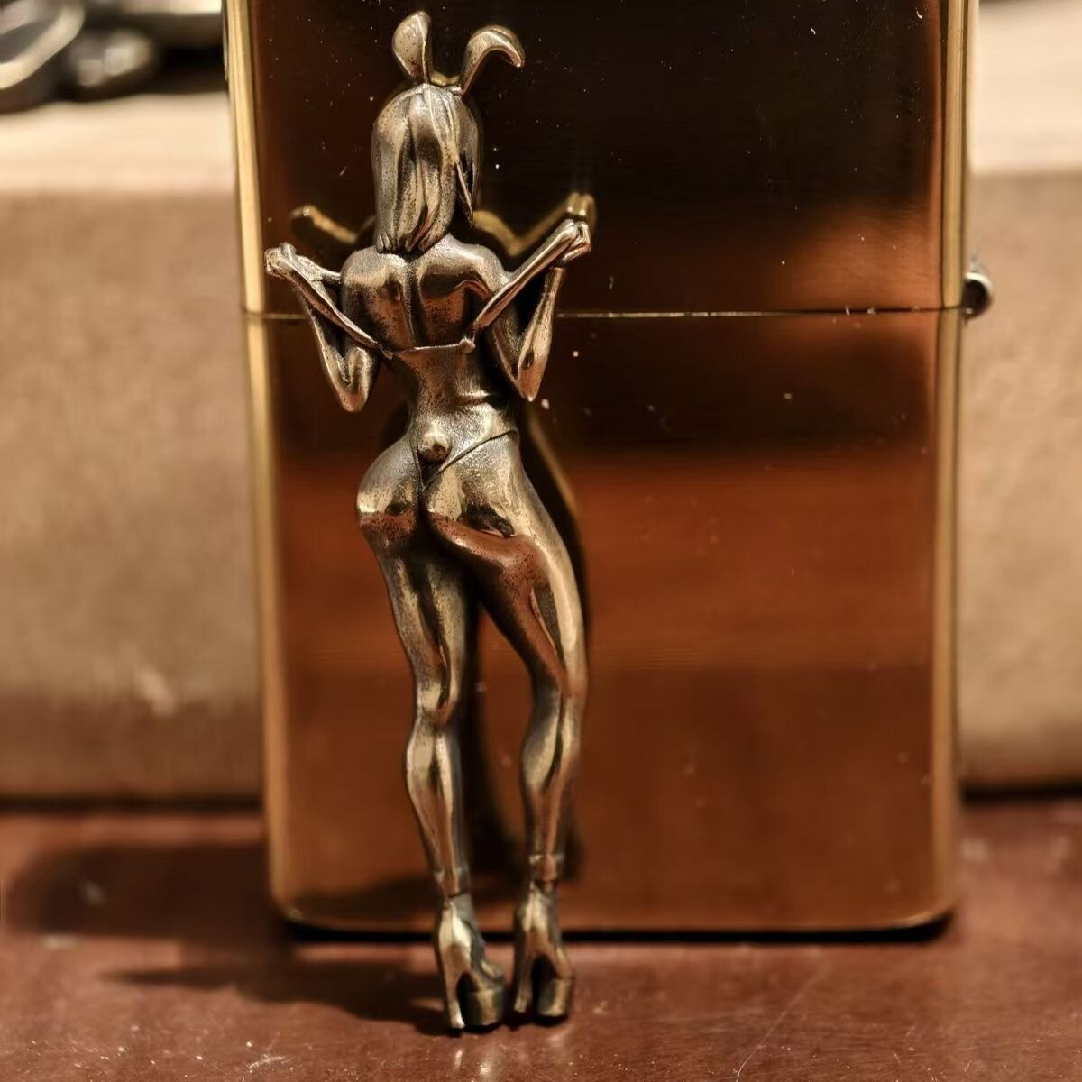 1 piece Brass sexy back bunny girl sticker Lighter DIY Accessories