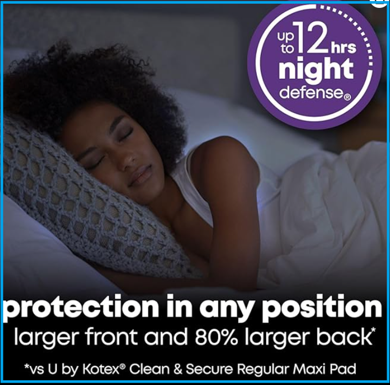 2-Pack U by Kotex Security Maxi w/ Wings, Extra Heavy Overnight, Unscented, 48ct