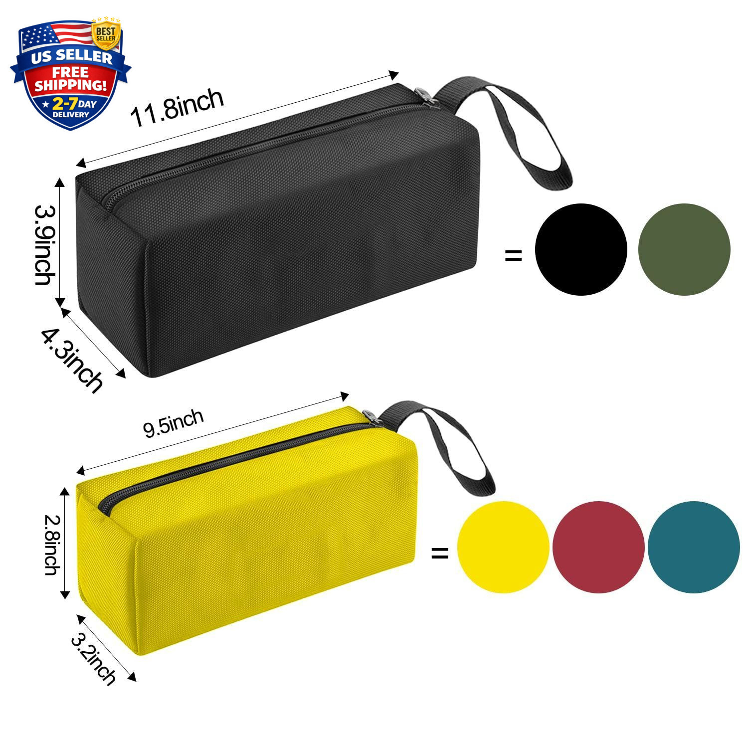 5 Pack Canvas Tool Pouch of Two Sizes, Tool Pouches with Zipper, Multipurpose...