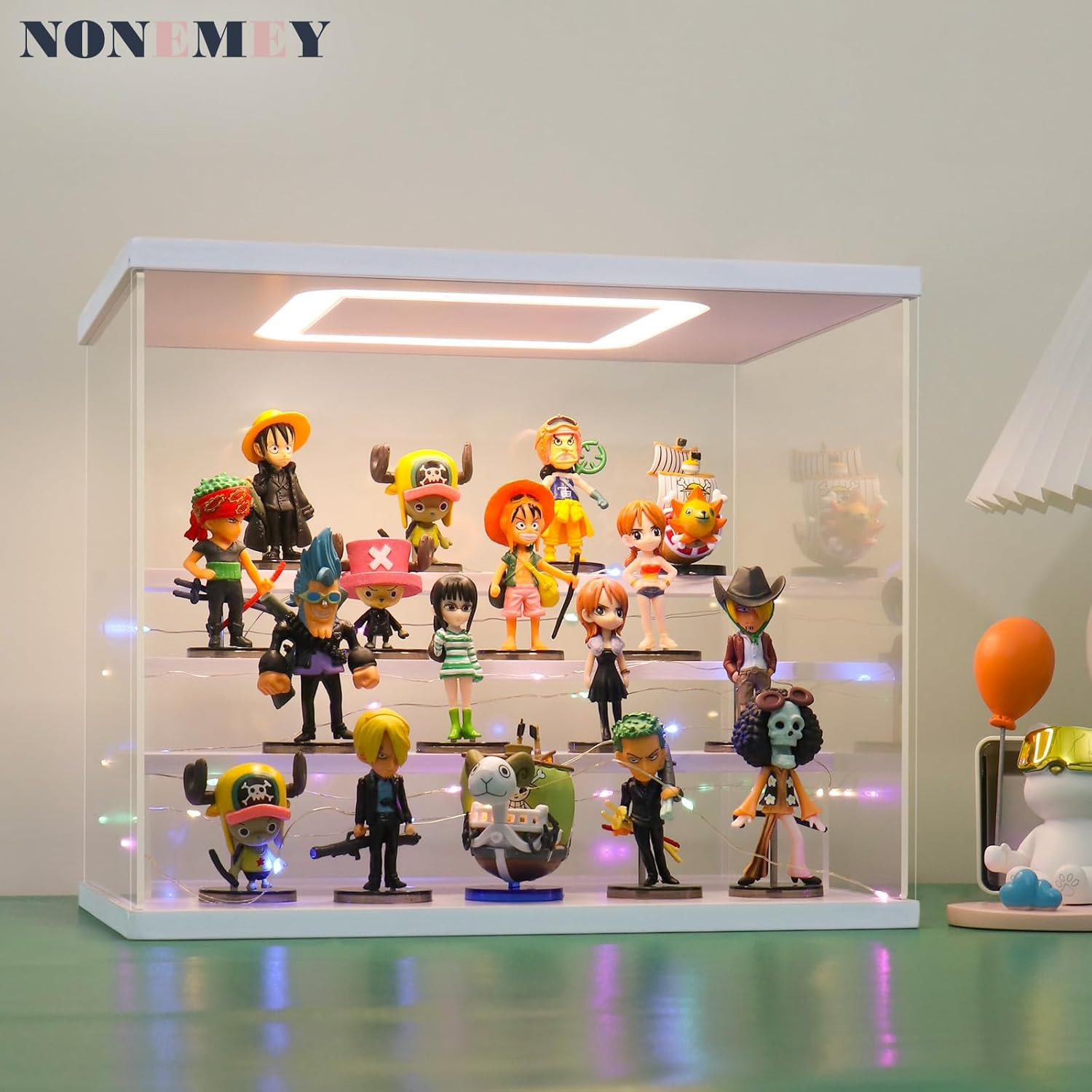 Clear Acrylic Display Case Stand with LED Light 2/3/4/5/6 Tier Storage Box Sh...