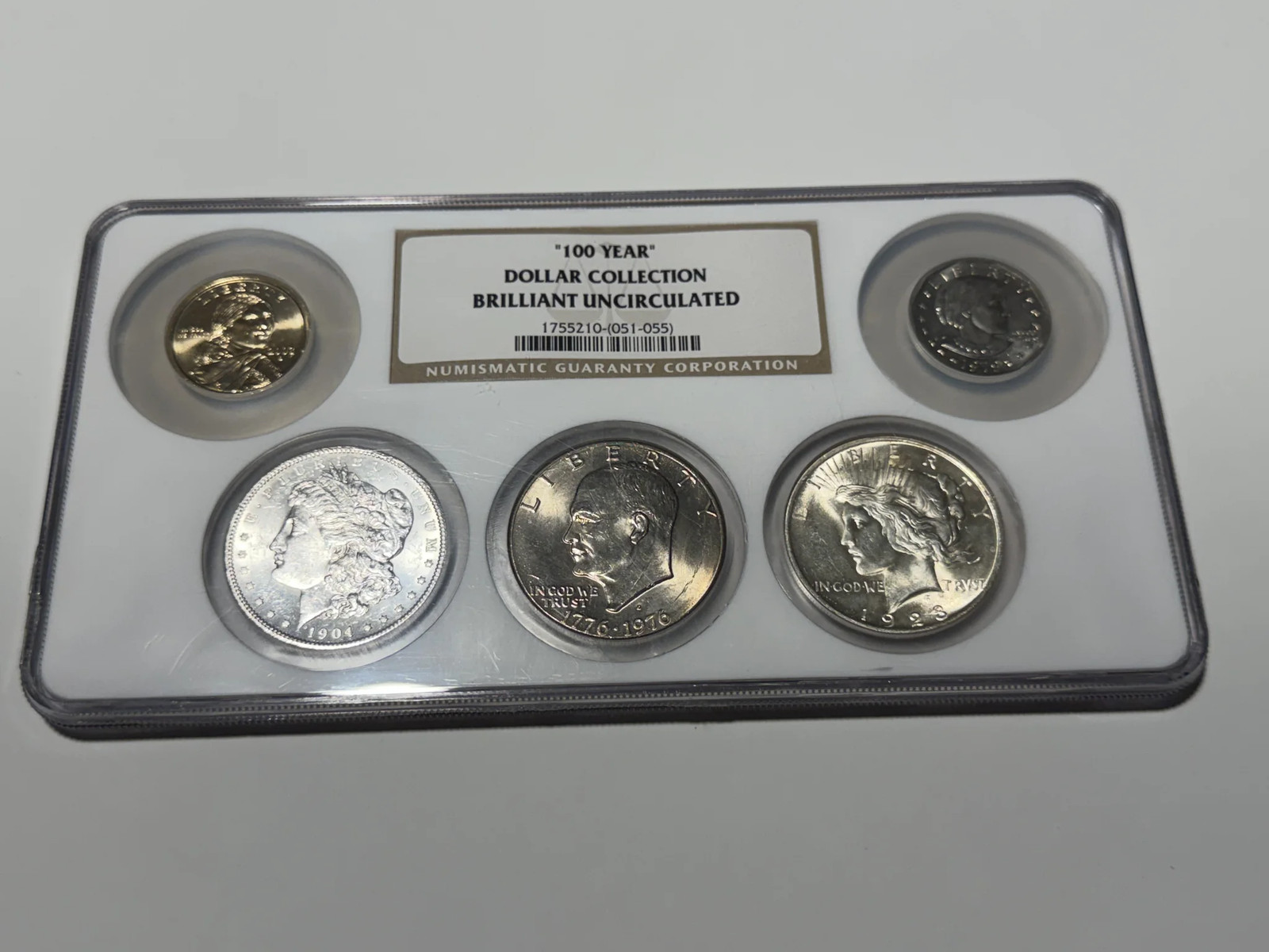 NGC 100 Year Dollar Collection BU Morgan Peace Ike SBA Sac #1755210