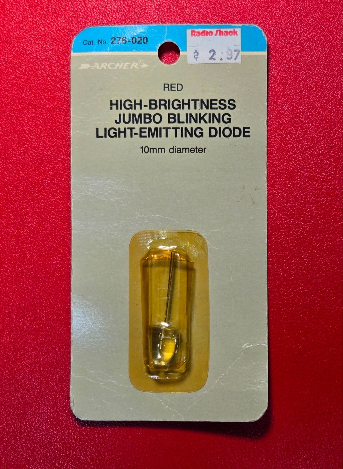 Vintage Archer Radio Shack 276-020 Red 10mm Jumbo Blinking LED NOS