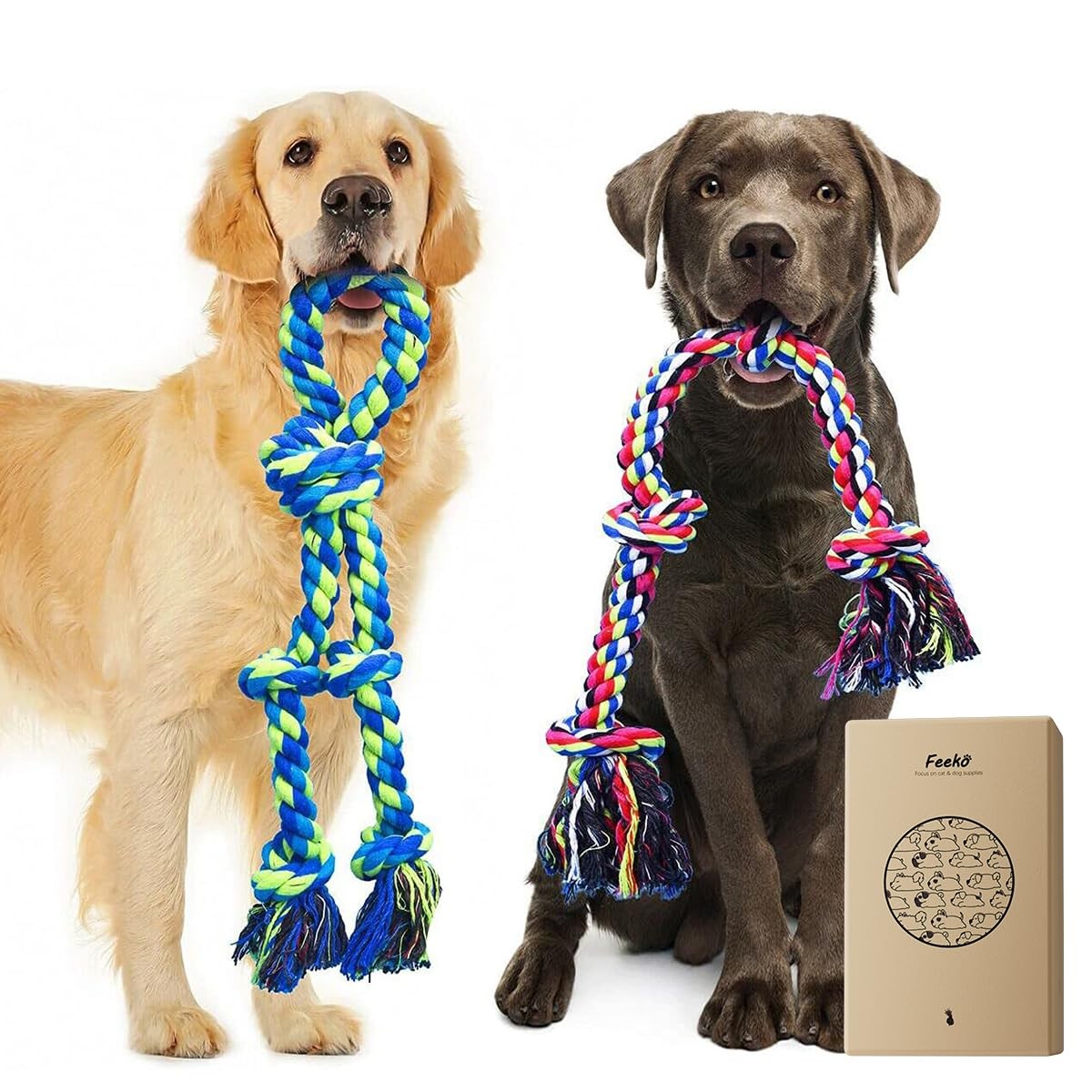 Feeko Heavy Duty Dog Rope Toys for Large Breed Aggressive Chewers, 2 Pack Indest